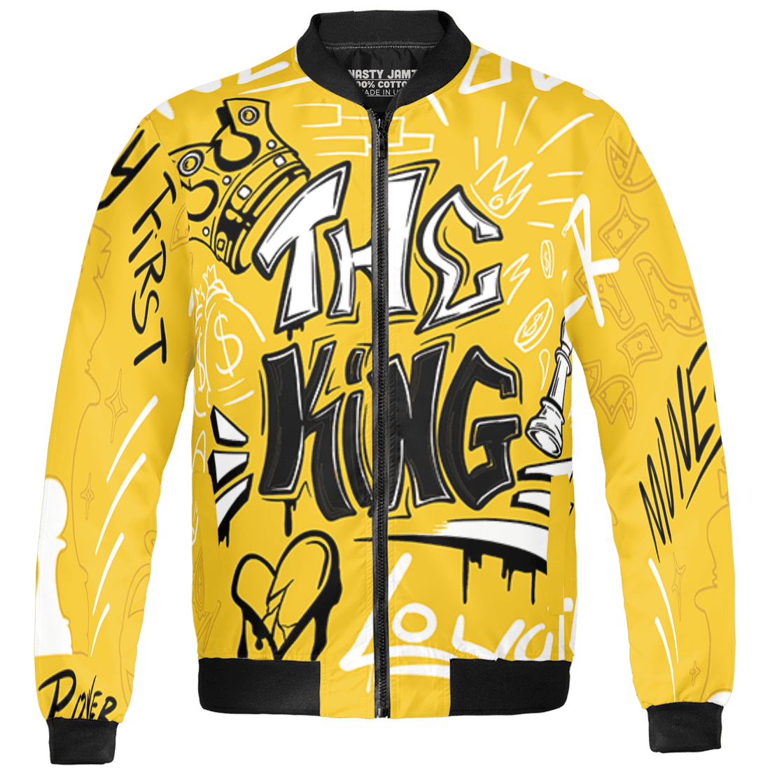 Yellow Ochre 6s Jacket Match The King 3D All-Over Print Graffiti - NastyJamz