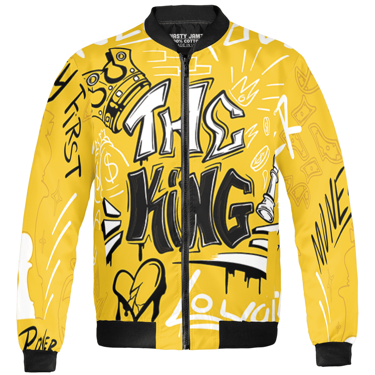 Yellow Ochre 6s Jacket Match The King 3D All-Over Print Graffiti - NastyJamz