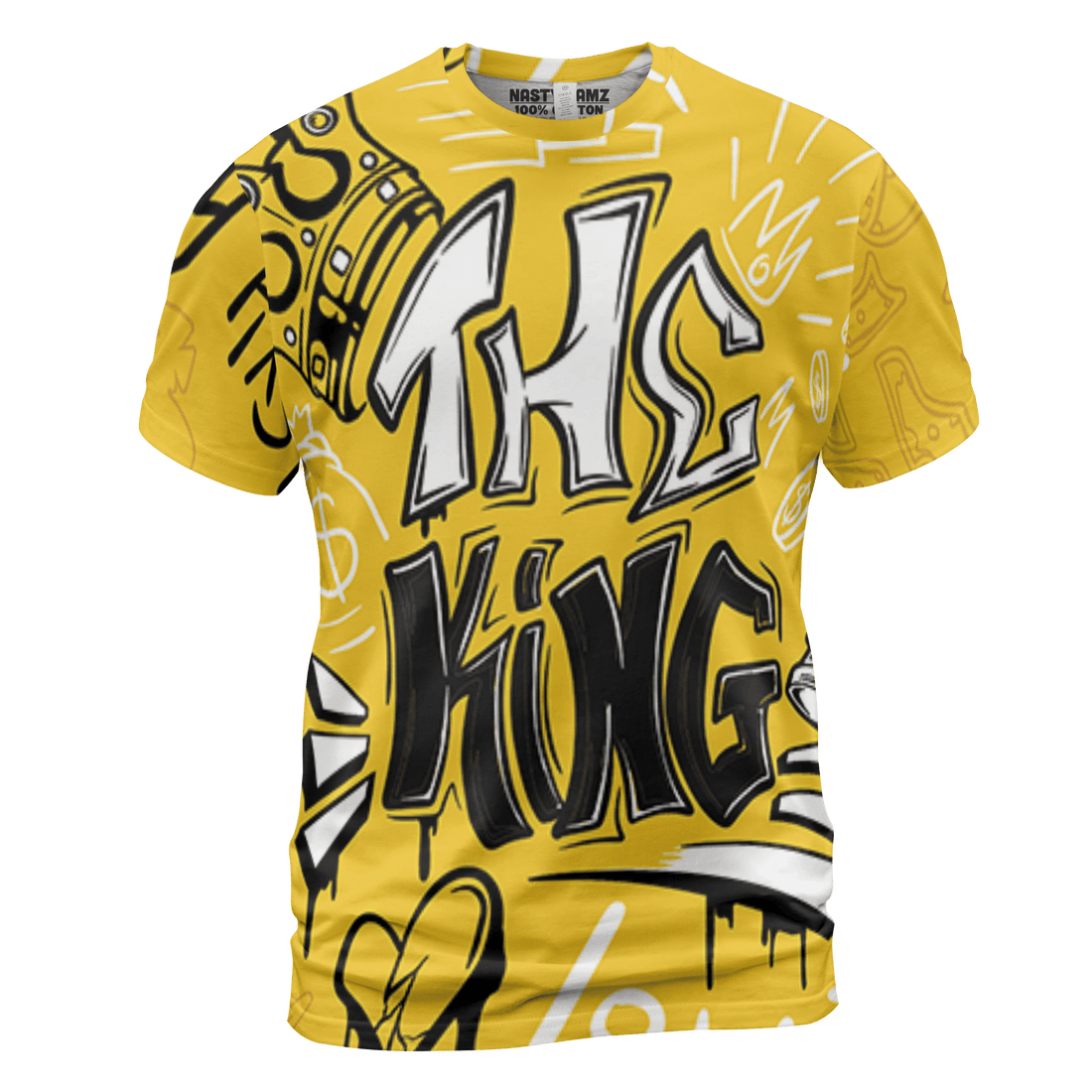 Yellow Ochre 6s T Shirt Match The King 3D All-Over Print Graffiti - NastyJamz