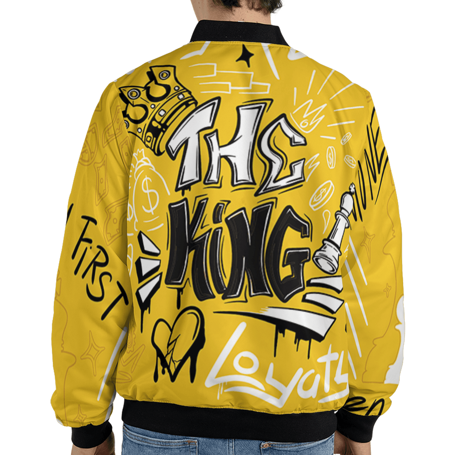 Yellow Ochre 6s Jacket Match The King 3D All-Over Print Graffiti - NastyJamz