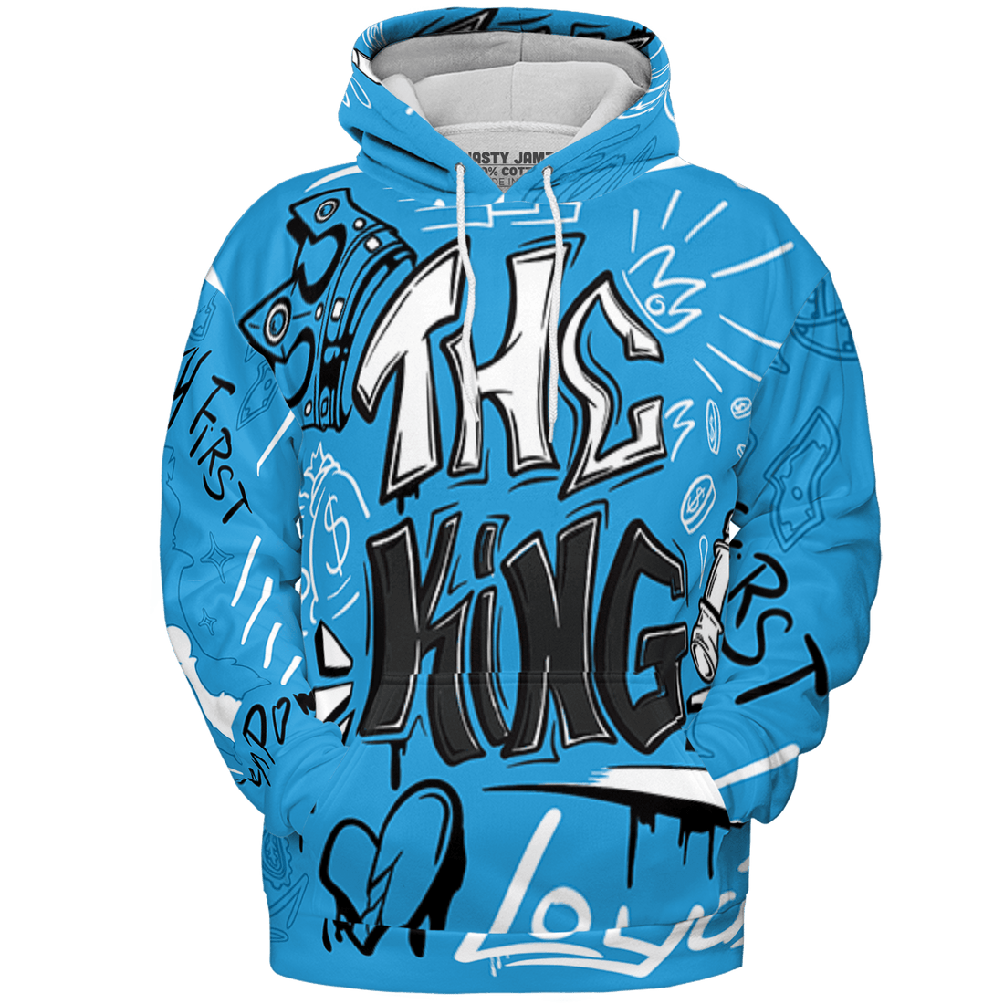 Powder Blue 9s Hoodie Match The King 3D All-Over Print Graffiti - NastyJamz