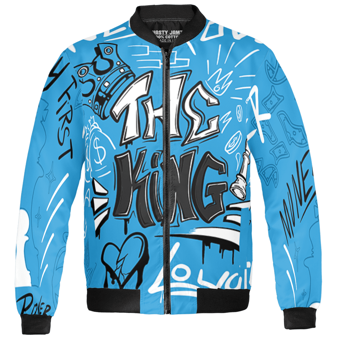 Powder Blue 9s Jacket Match The King 3D All-Over Print Graffiti - NastyJamz