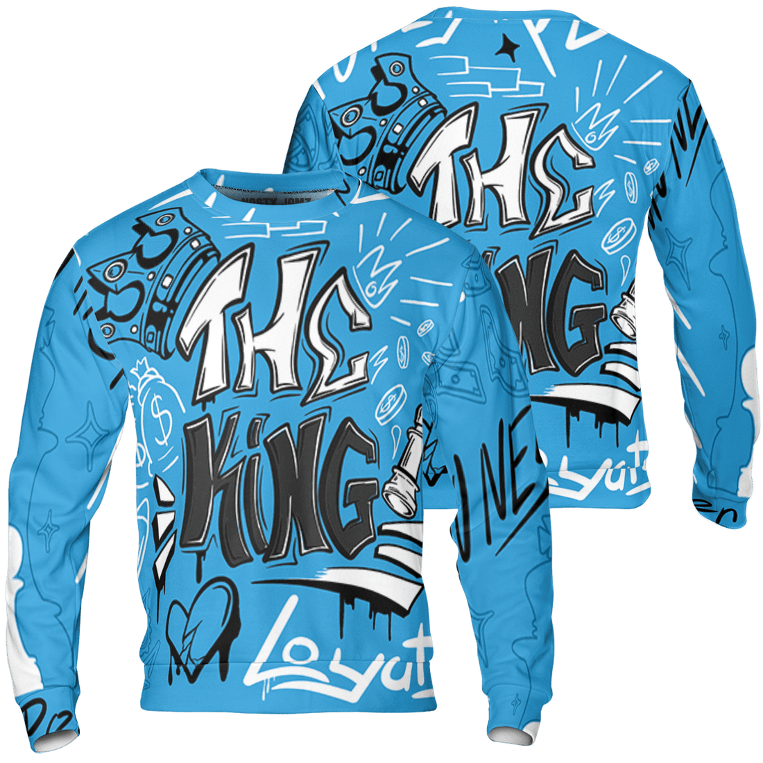 Powder Blue 9s Sweatshirt Match The King 3D All-Over Print Graffiti - NastyJamz