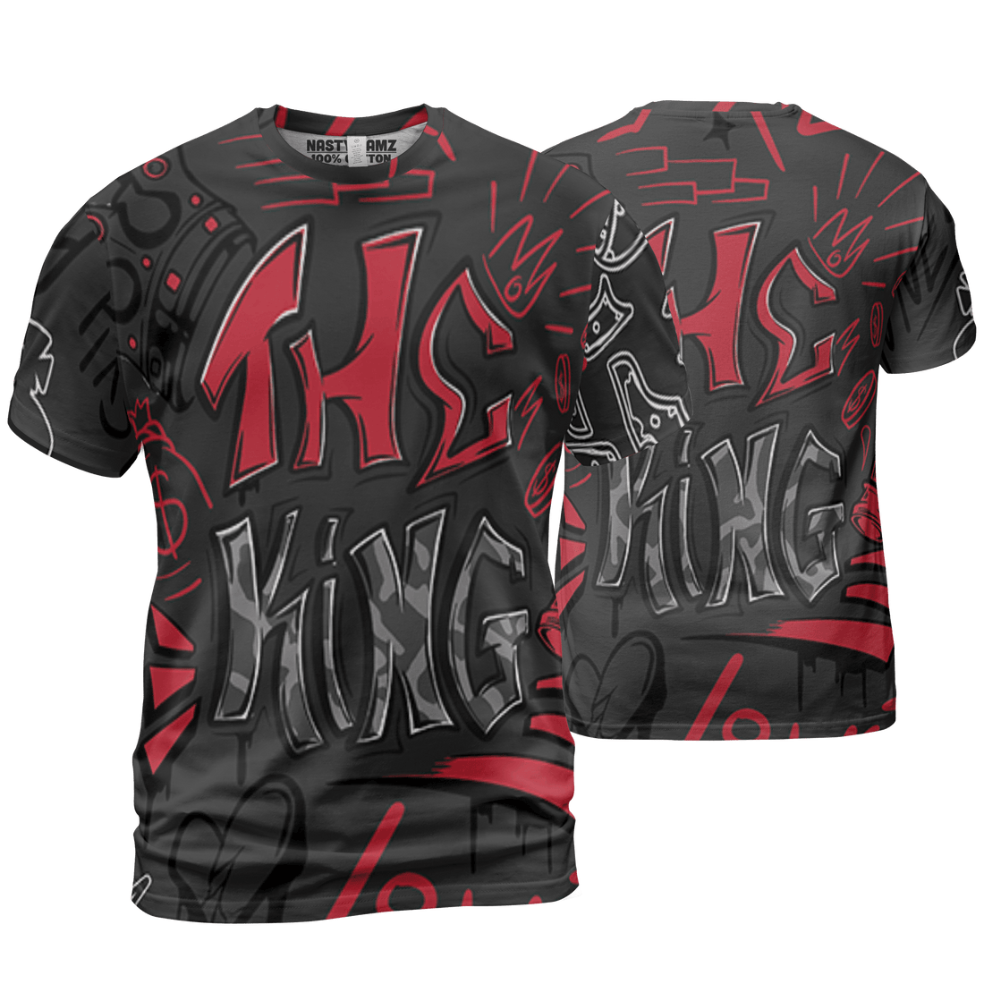 Spizike Low Bred T Shirt Match The King 3D All-Over Print Graffiti - NastyJamz