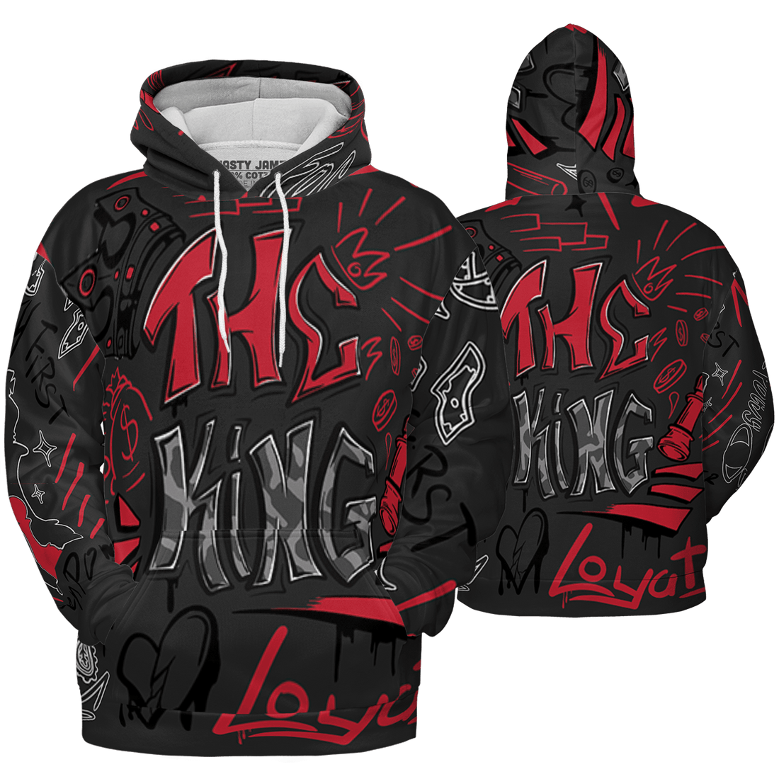 Spizike Low Bred Hoodie Match The King 3D All-Over Print Graffiti - NastyJamz