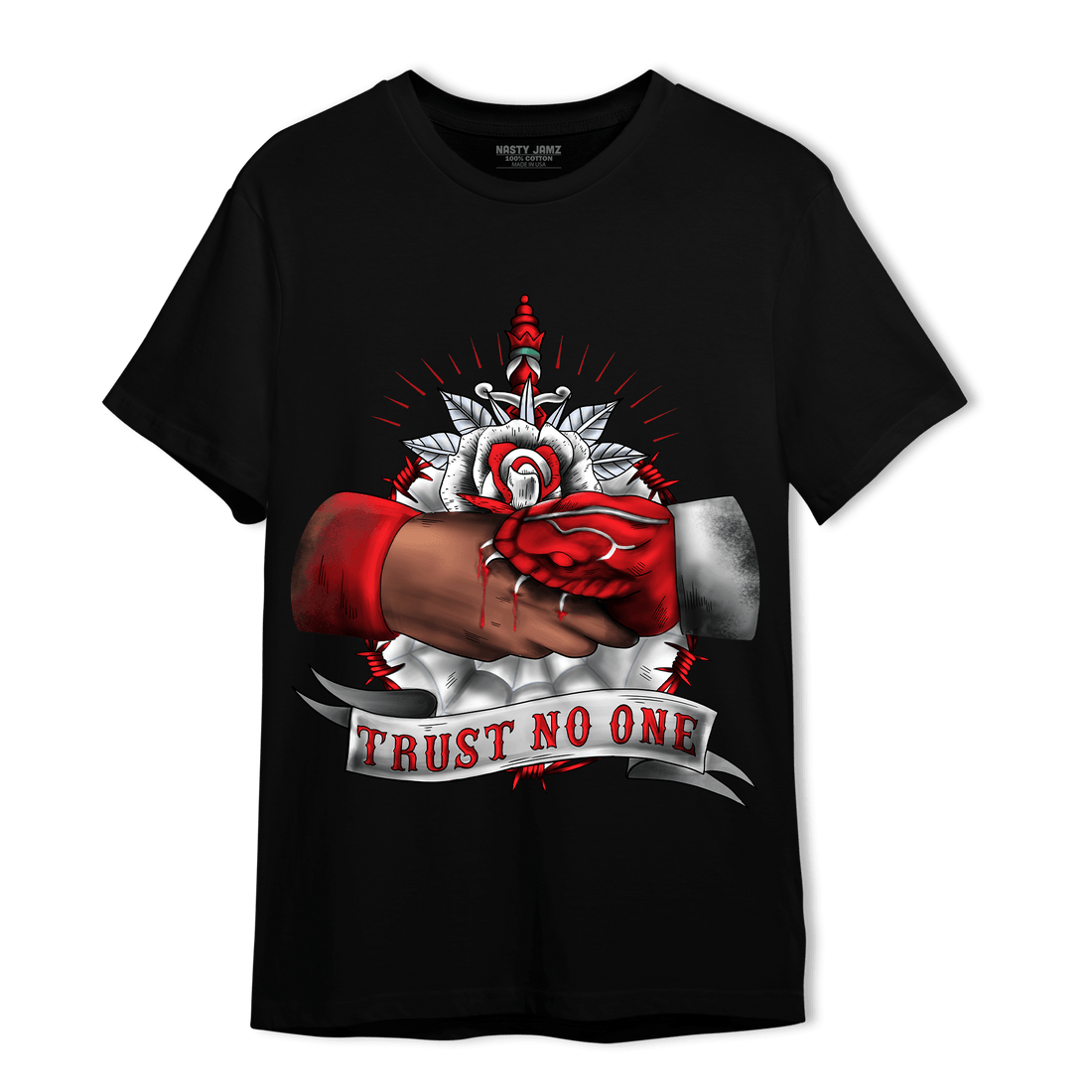 Cherry 11s T Shirt Match Trust No One Old School - NastyJamz