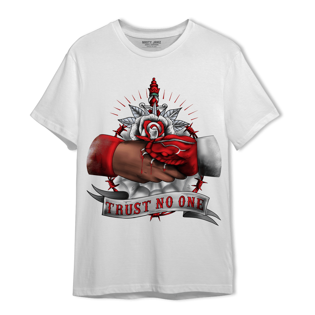 Cherry 11s T Shirt Match Trust No One Old School - NastyJamz