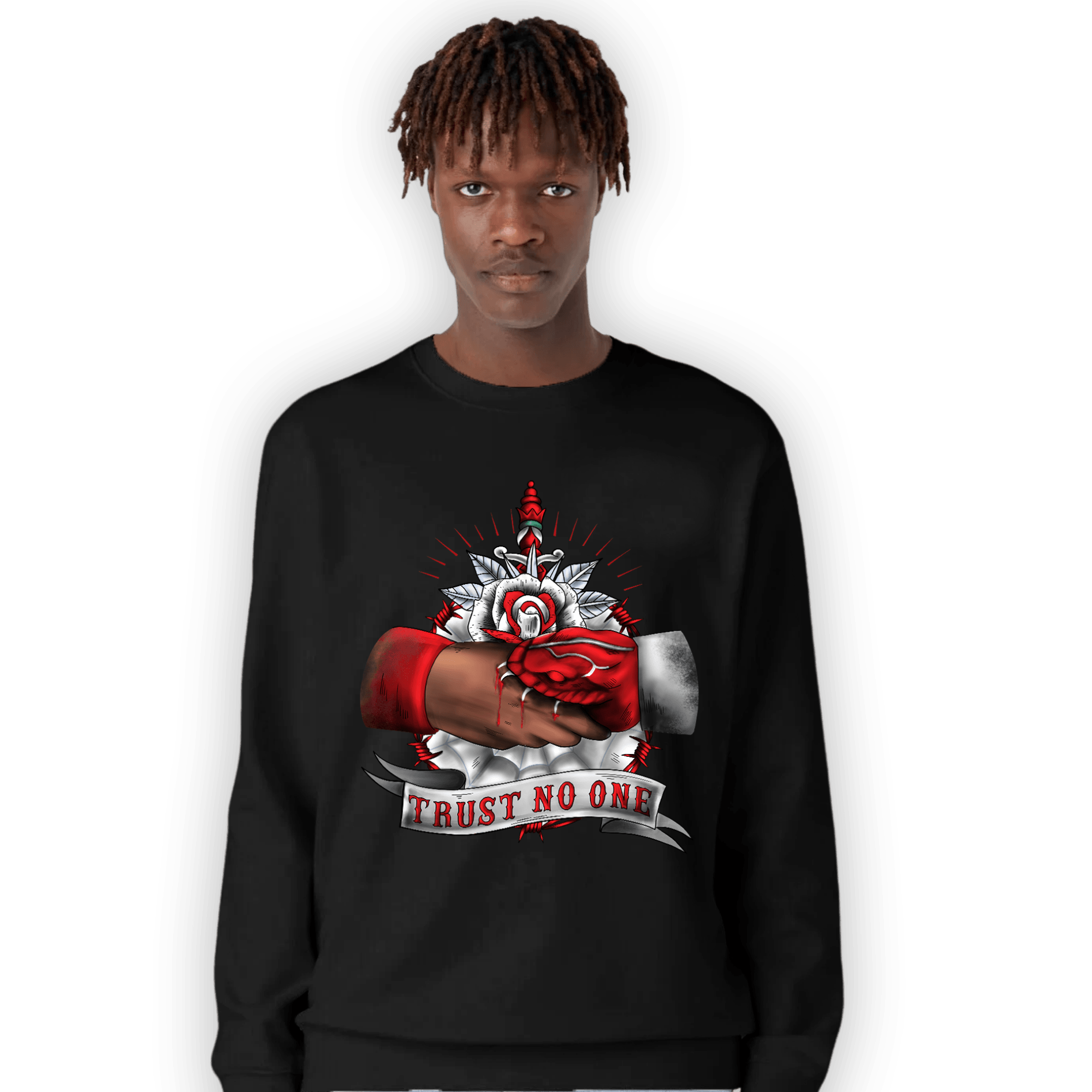 Cherry 11s Sweatshirt Match Trust No One Old School - NastyJamz