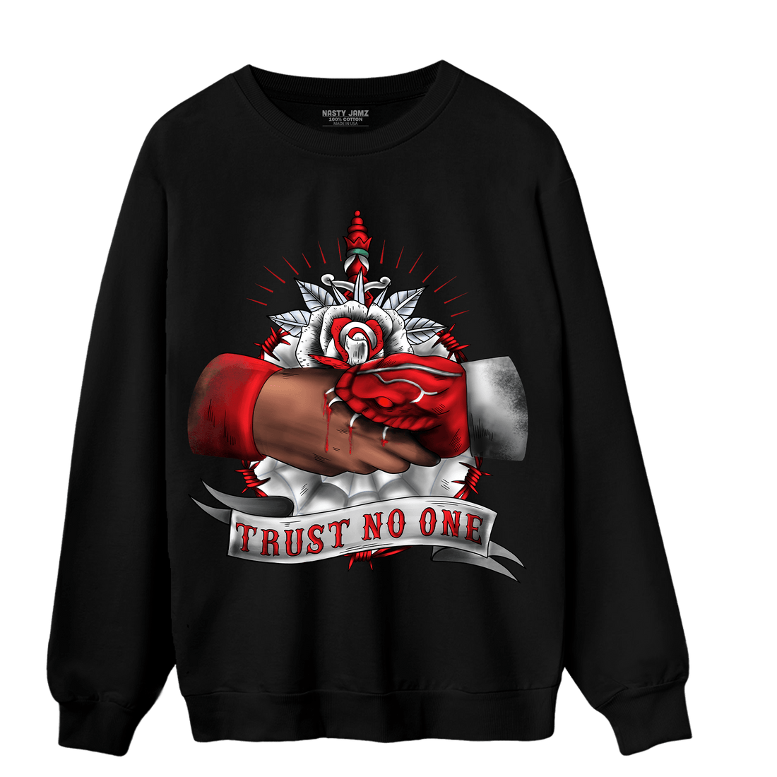 Cherry 11s Sweatshirt Match Trust No One Old School - NastyJamz