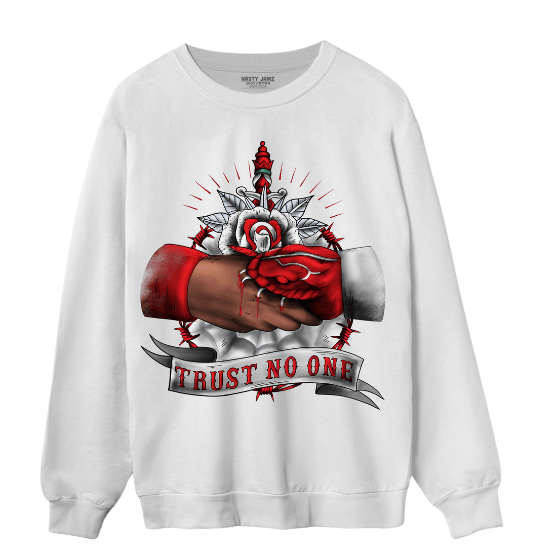 Cherry 11s Sweatshirt Match Trust No One Old School - NastyJamz