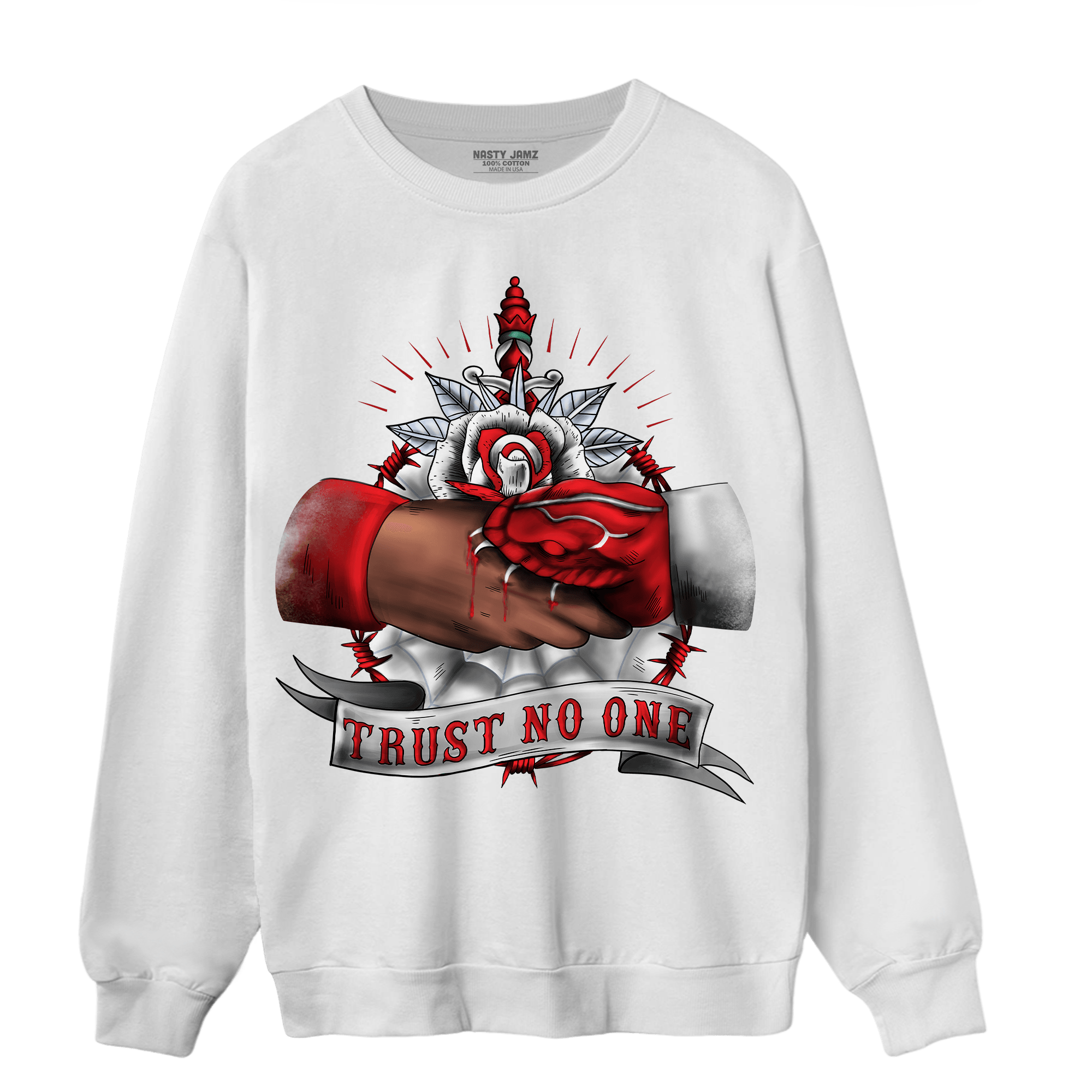 Cherry 11s Sweatshirt Match Trust No One Old School - NastyJamz