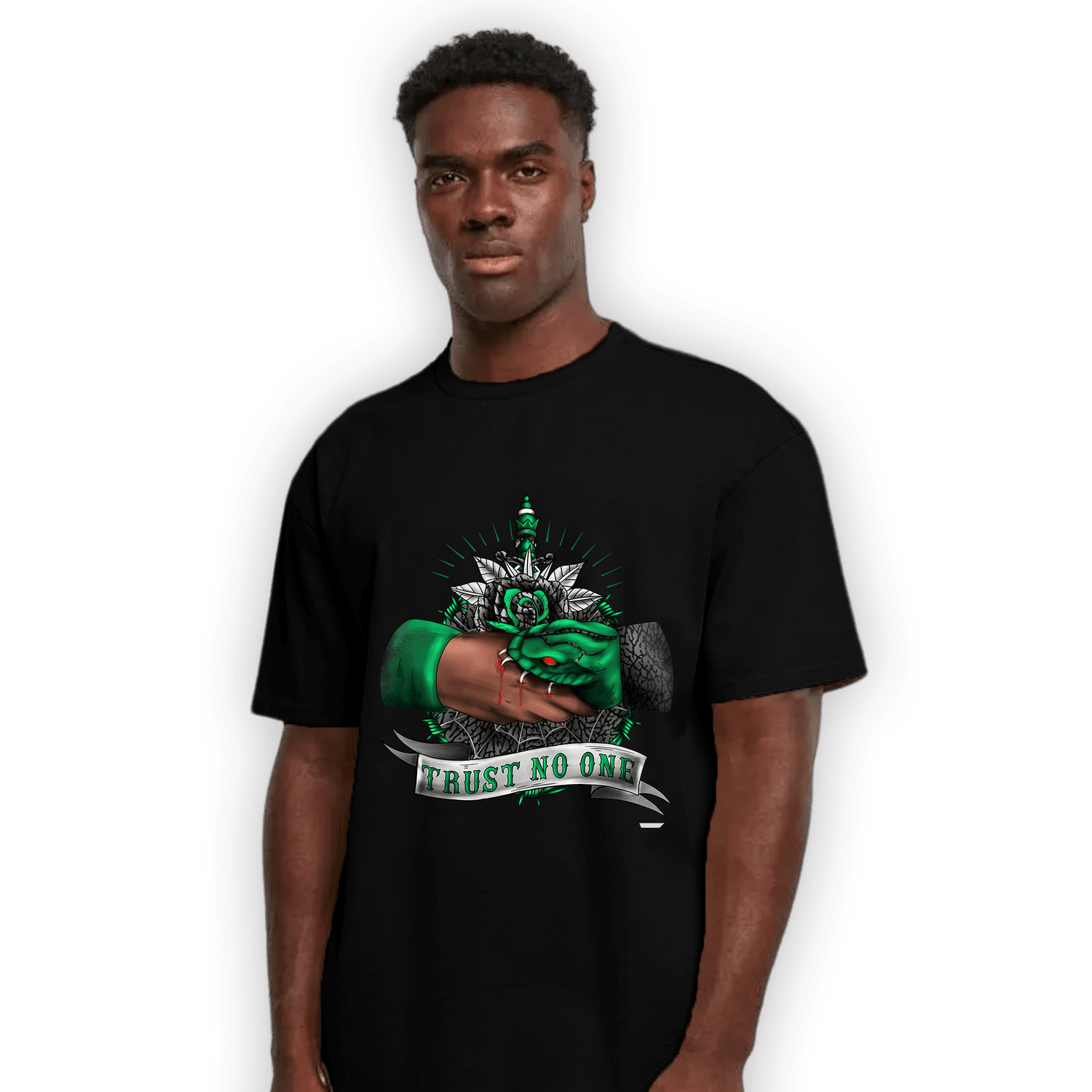 Lucky Green 3s T Shirt Match Trust No One Old School - NastyJamz