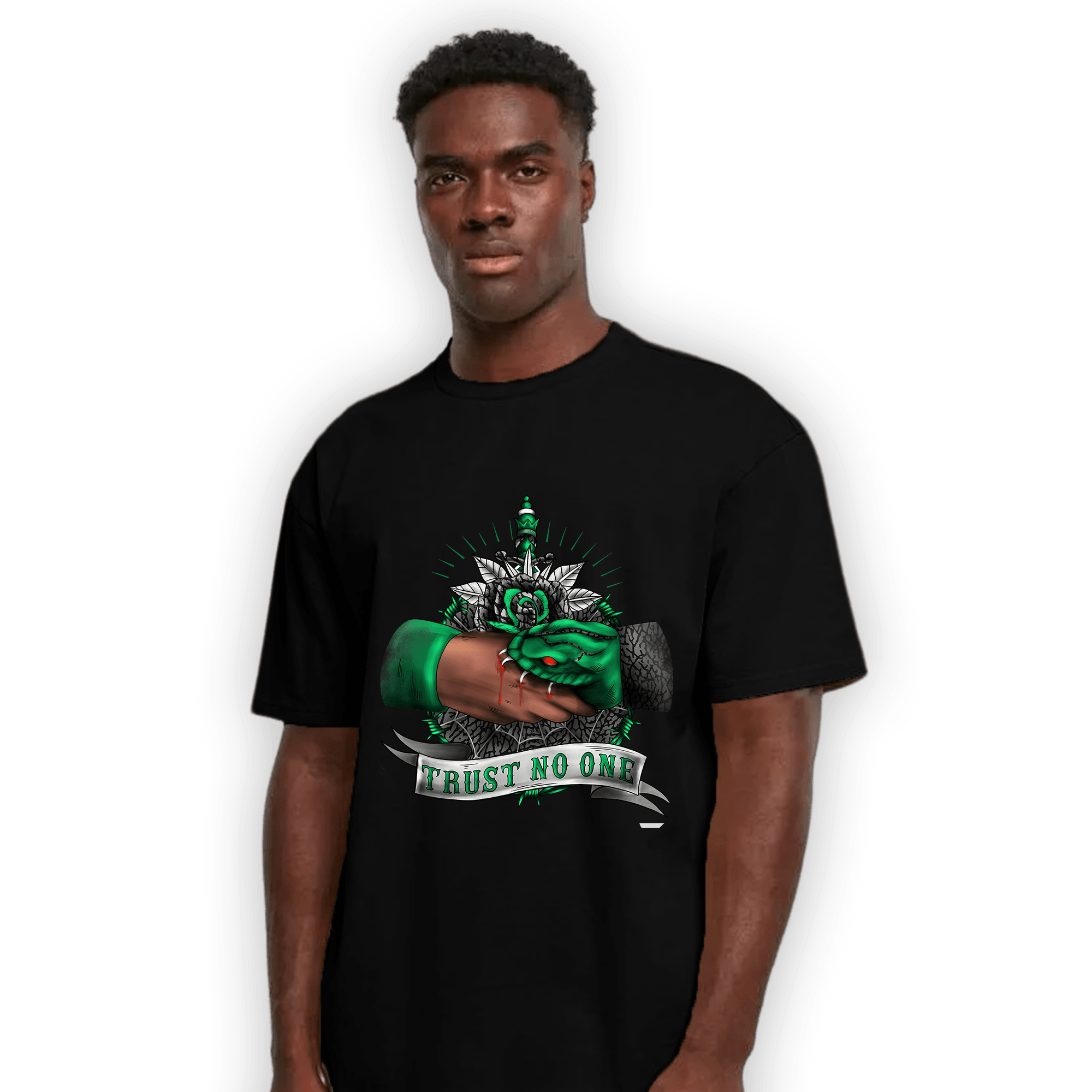 Lucky Green 3s T Shirt Match Trust No One Old School - NastyJamz