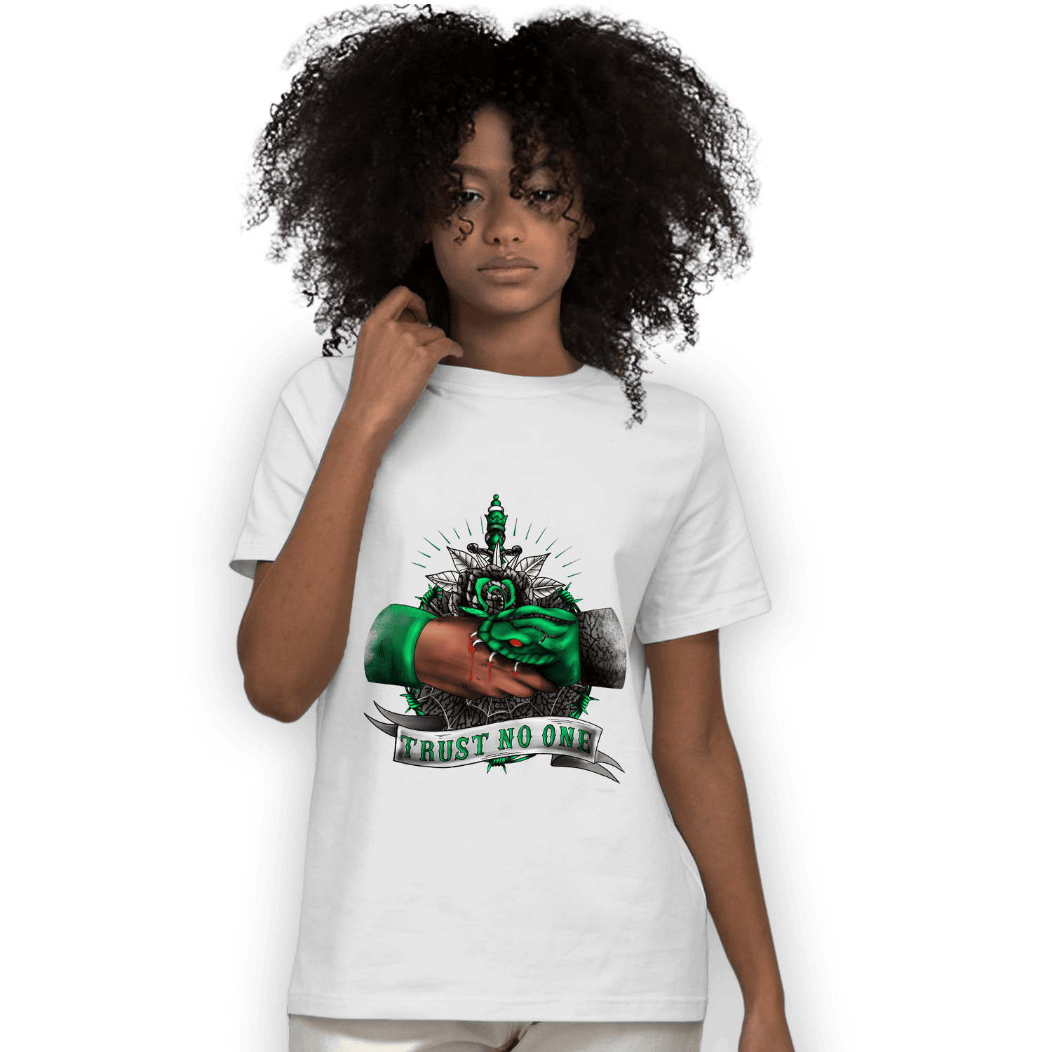 Lucky Green 3s T Shirt Match Trust No One Old School - NastyJamz