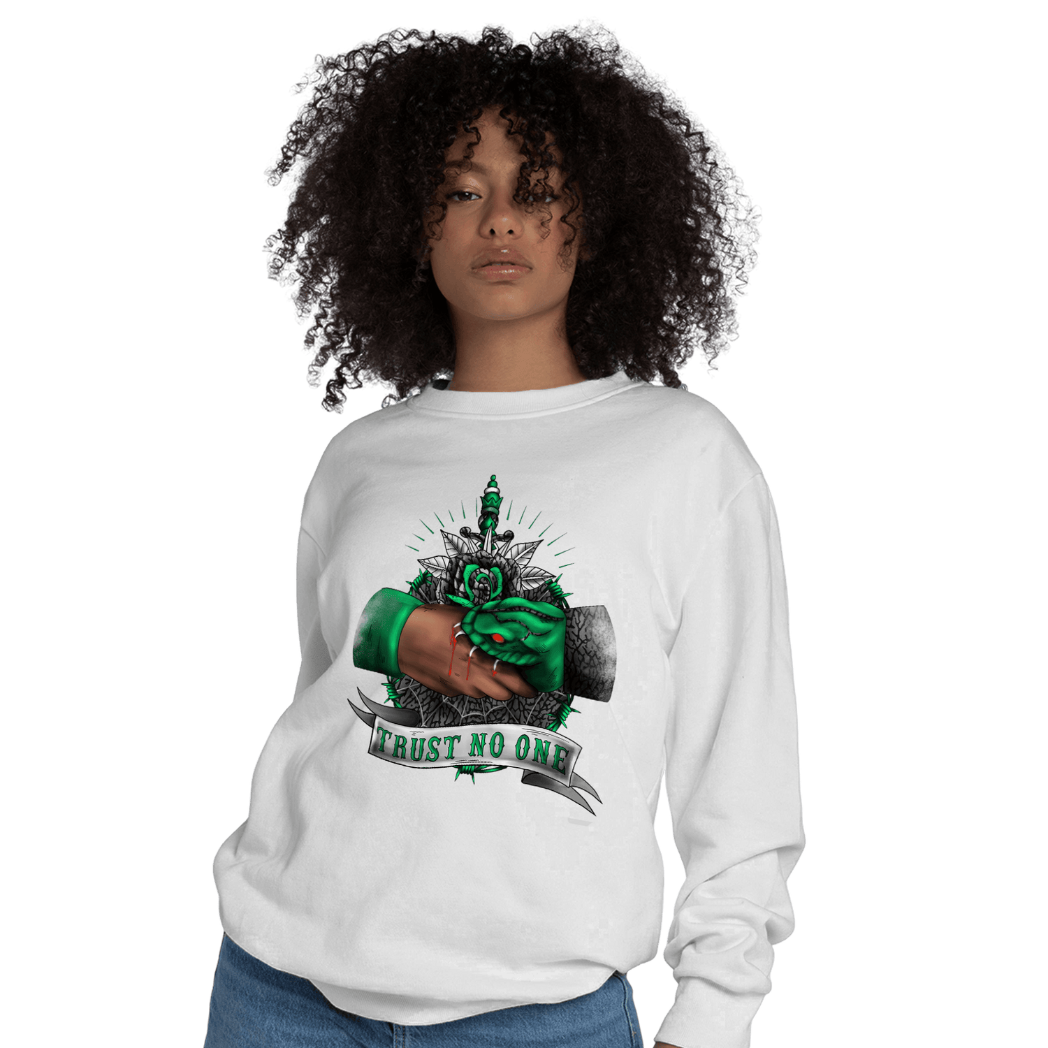 Lucky Green 3s Sweatshirt Match Trust No One Old School - NastyJamz
