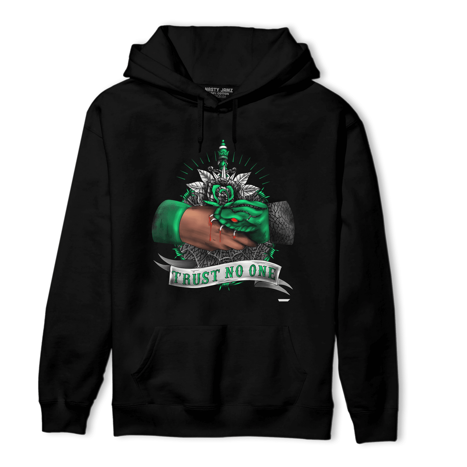 Lucky Green 3s Hoodie Match Trust No One Old School - NastyJamz