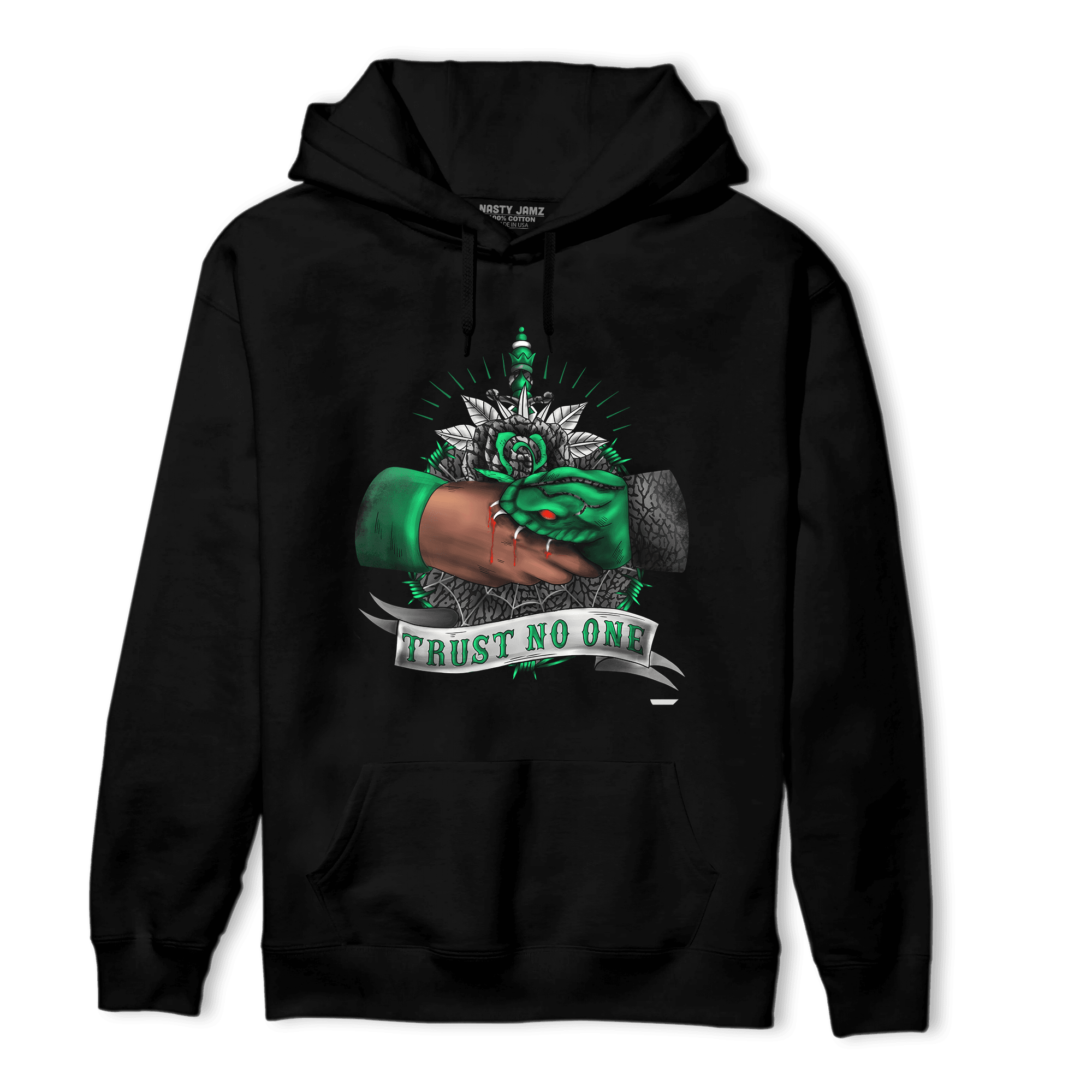 Lucky Green 3s Hoodie Match Trust No One Old School - NastyJamz