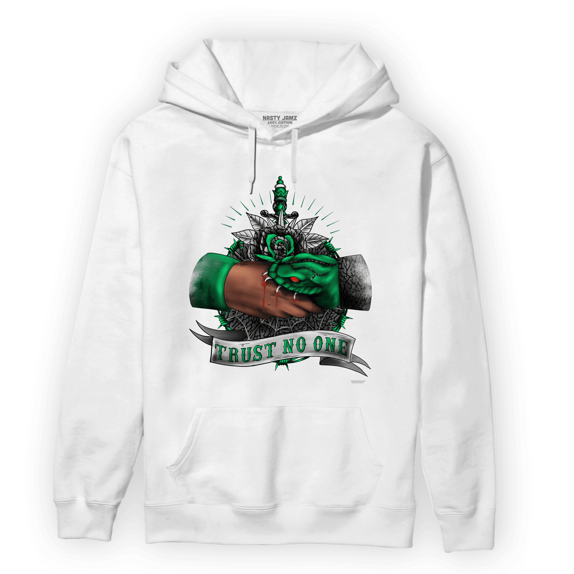 Lucky Green 3s Hoodie Match Trust No One Old School - NastyJamz