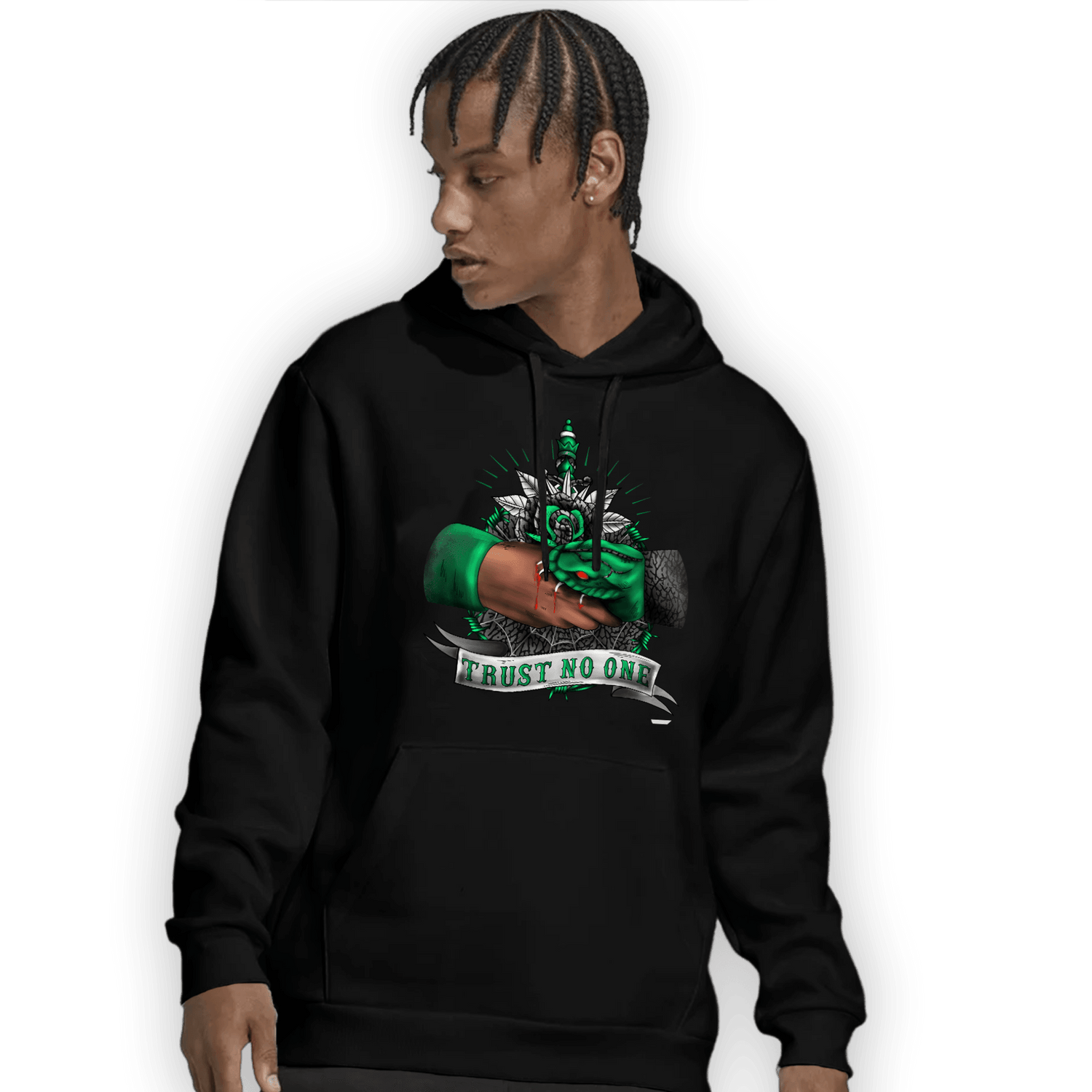 Lucky Green 3s Hoodie Match Trust No One Old School - NastyJamz