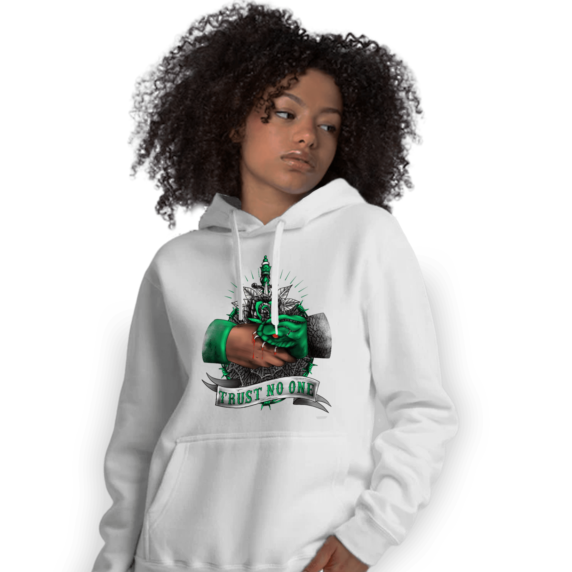 Lucky Green 3s Hoodie Match Trust No One Old School - NastyJamz