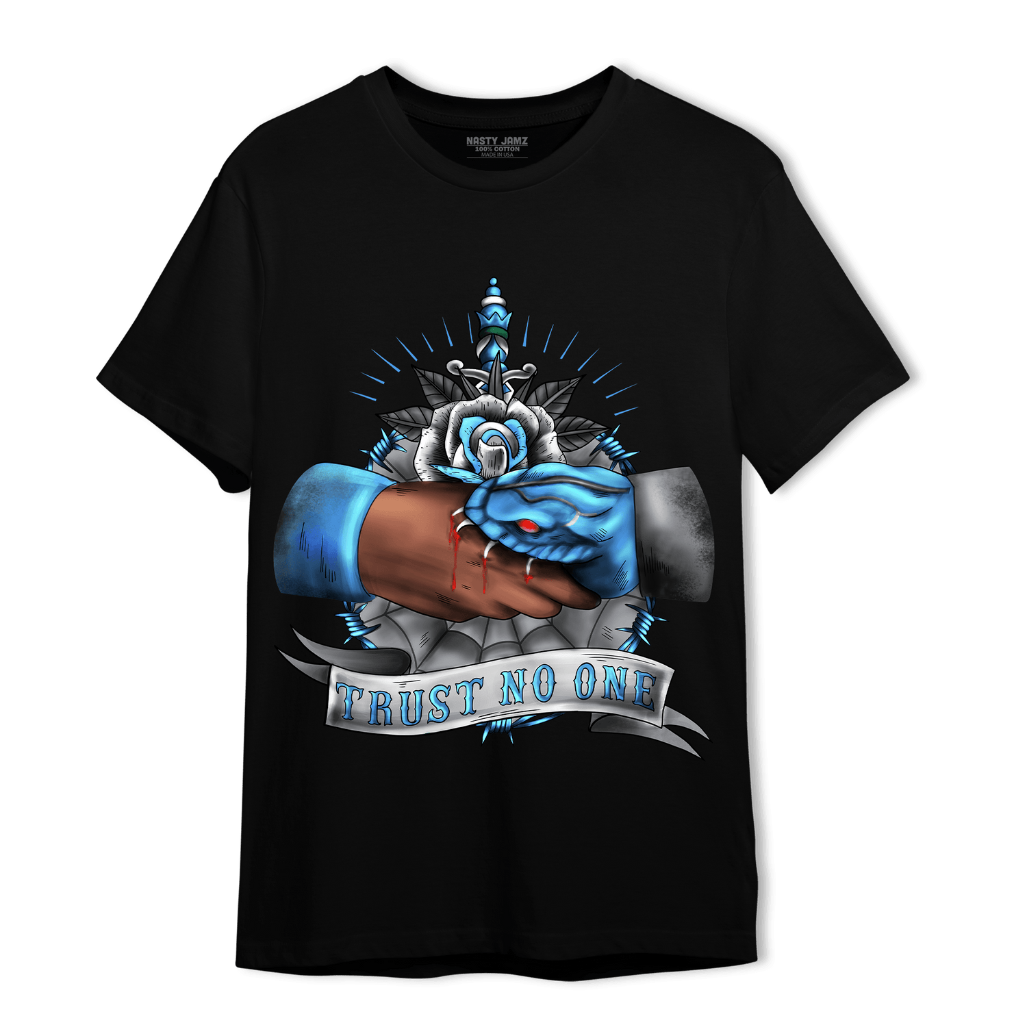 University Blue 5s T Shirt Match Trust No One Old School - NastyJamz