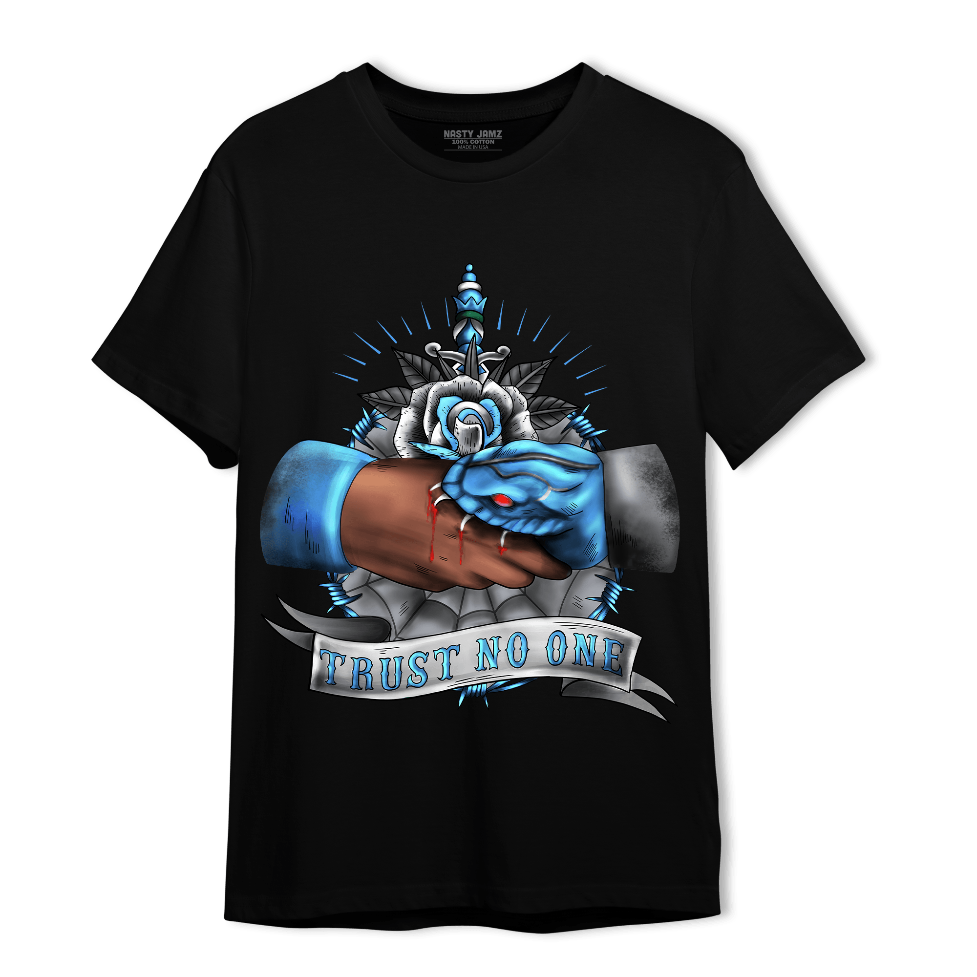 University Blue 5s T Shirt Match Trust No One Old School - NastyJamz