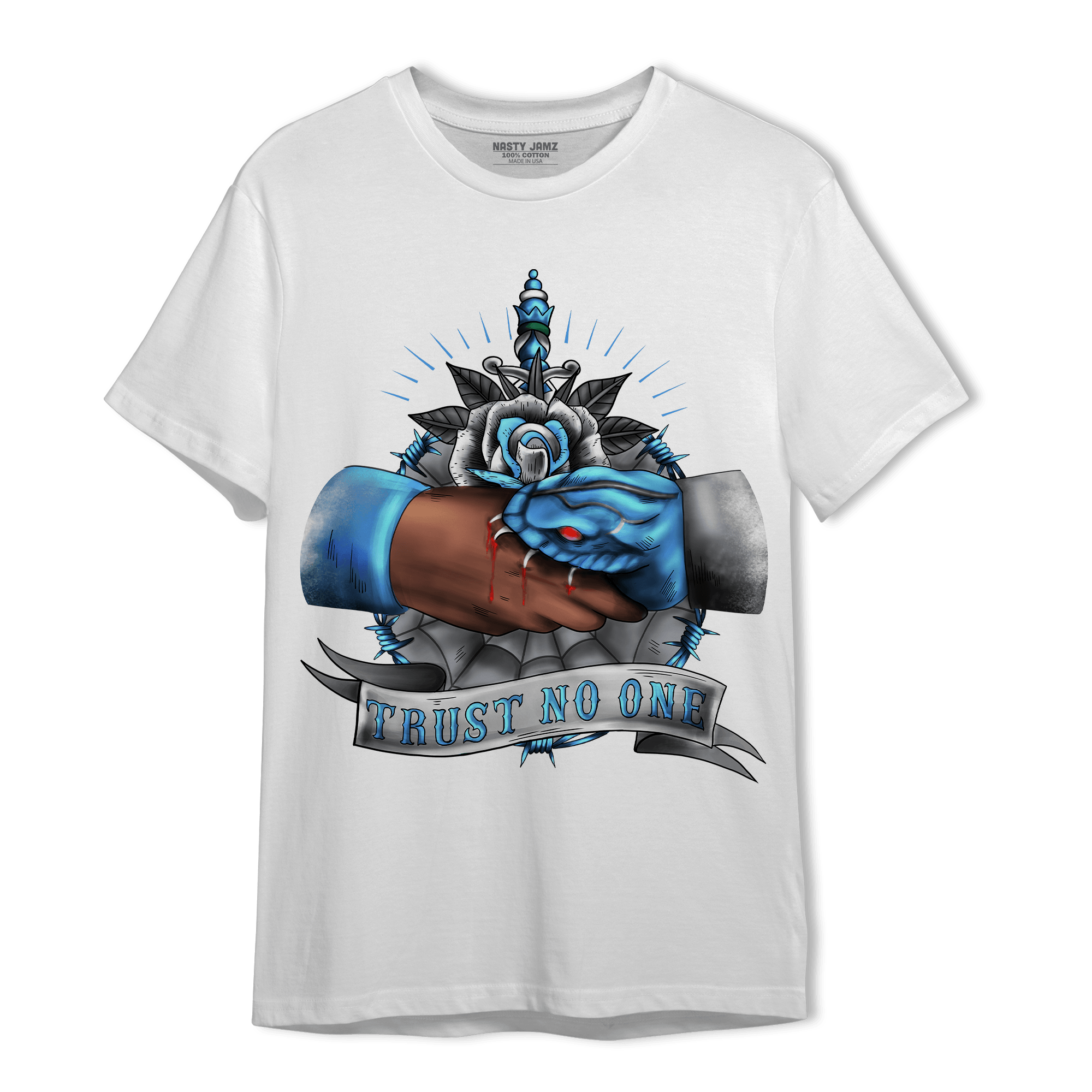 University Blue 5s T Shirt Match Trust No One Old School - NastyJamz
