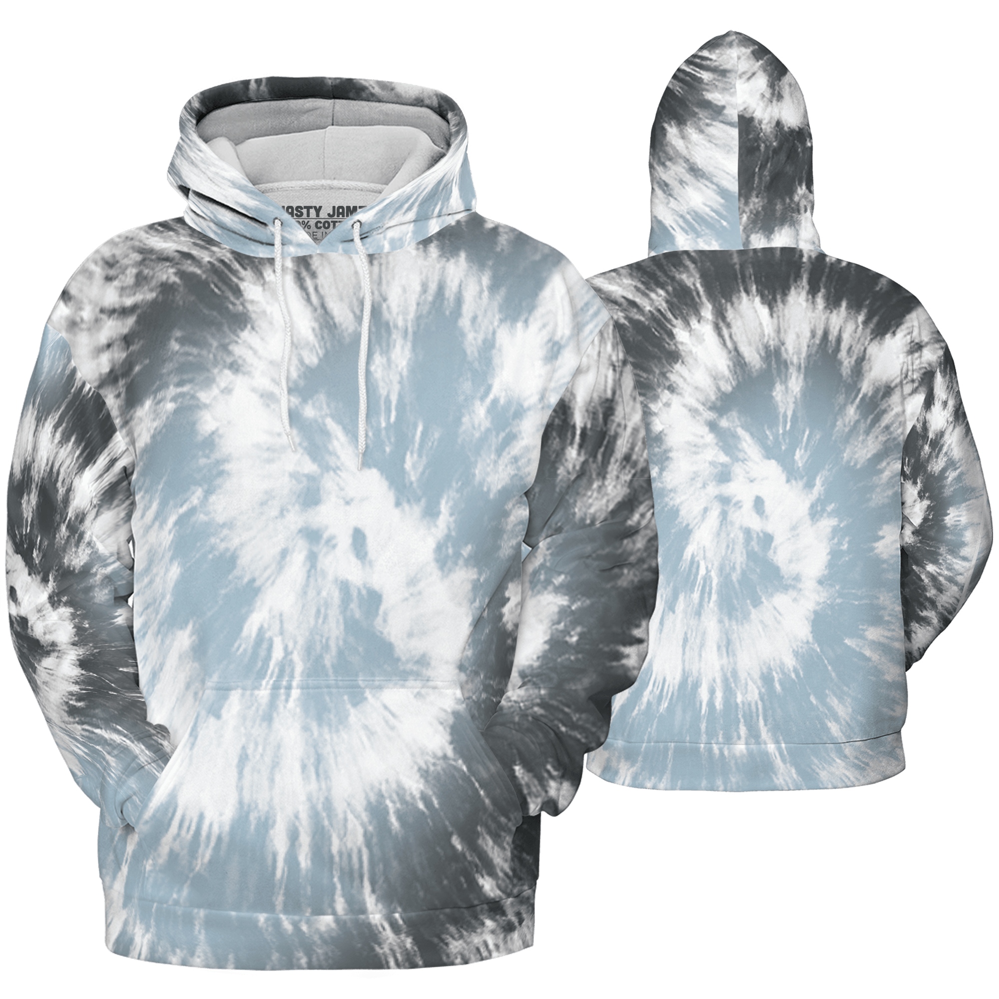 Blue Grey 13s Hoodie Match Tye Dye 3D All-Over Print Spiral - NastyJamz