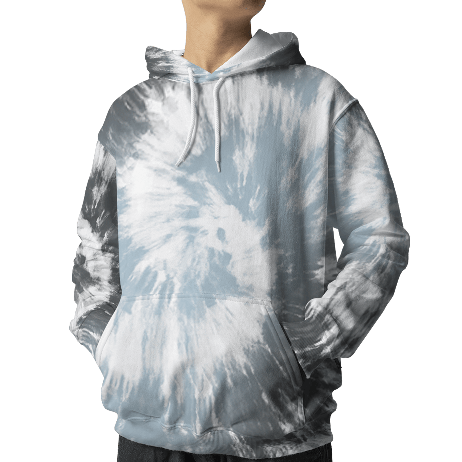 Blue Grey 13s Hoodie Match Tye Dye 3D All-Over Print Spiral - NastyJamz