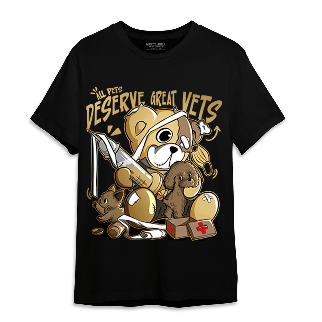 High OG Metallic Gold 1s T Shirt Match Veterinary BER - NastyJamz