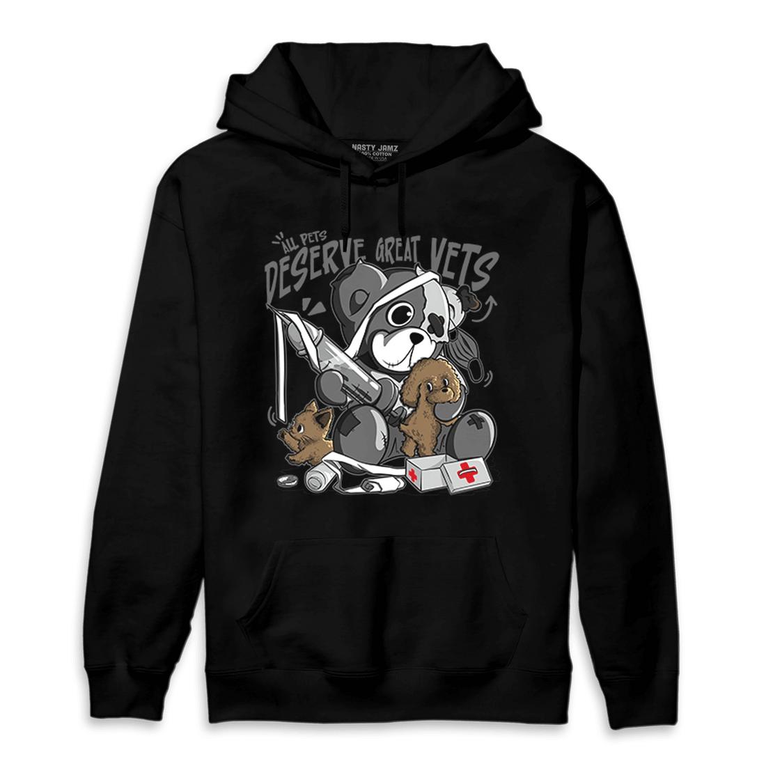 Retro High OG Black White 1s Hoodie Match Veterinary BER - NastyJamz