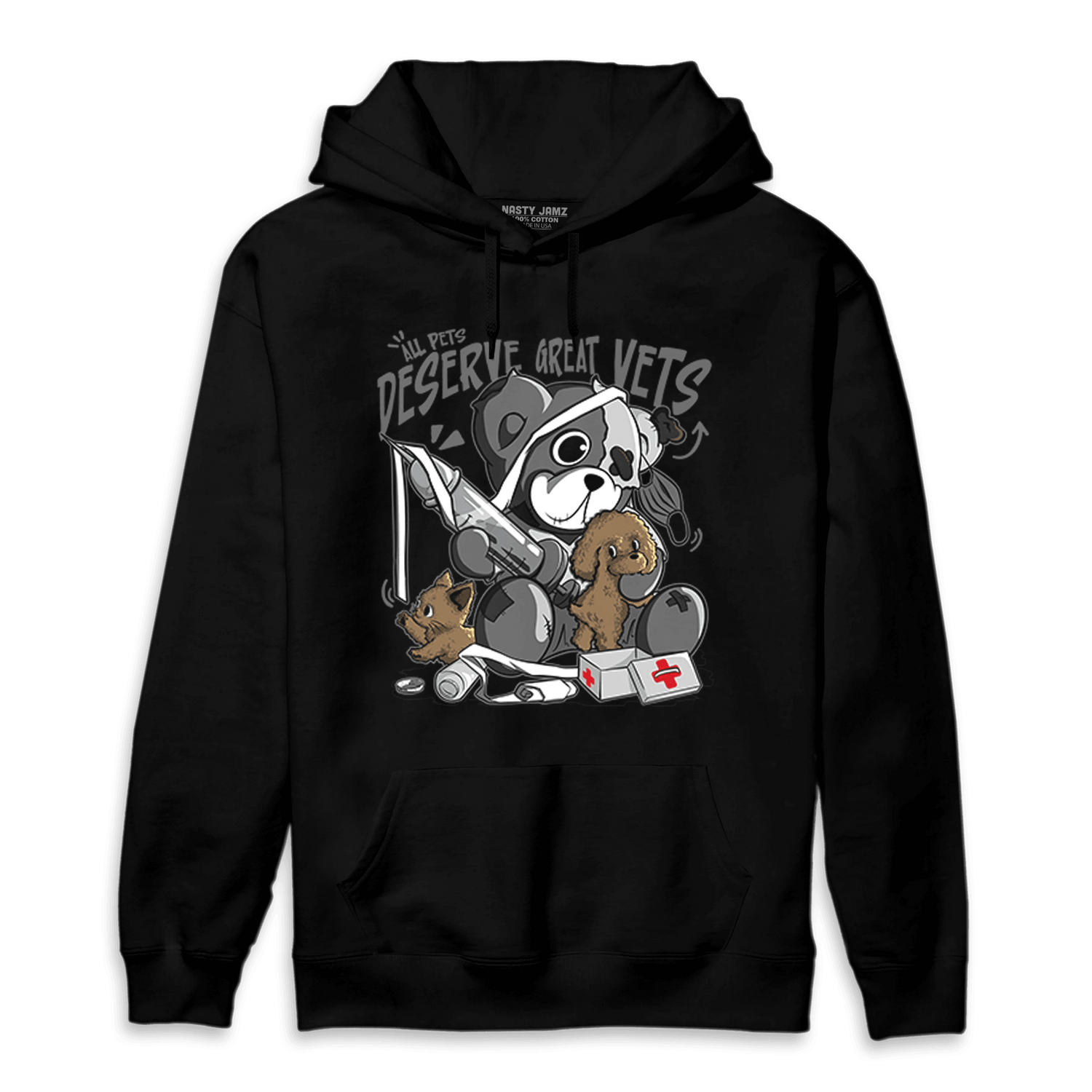 Retro High OG Black White 1s Hoodie Match Veterinary BER - NastyJamz