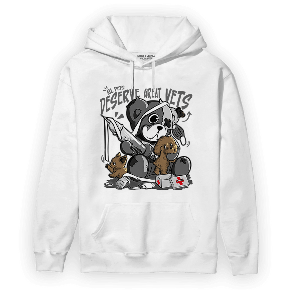 Retro High OG Black White 1s Hoodie Match Veterinary BER - NastyJamz