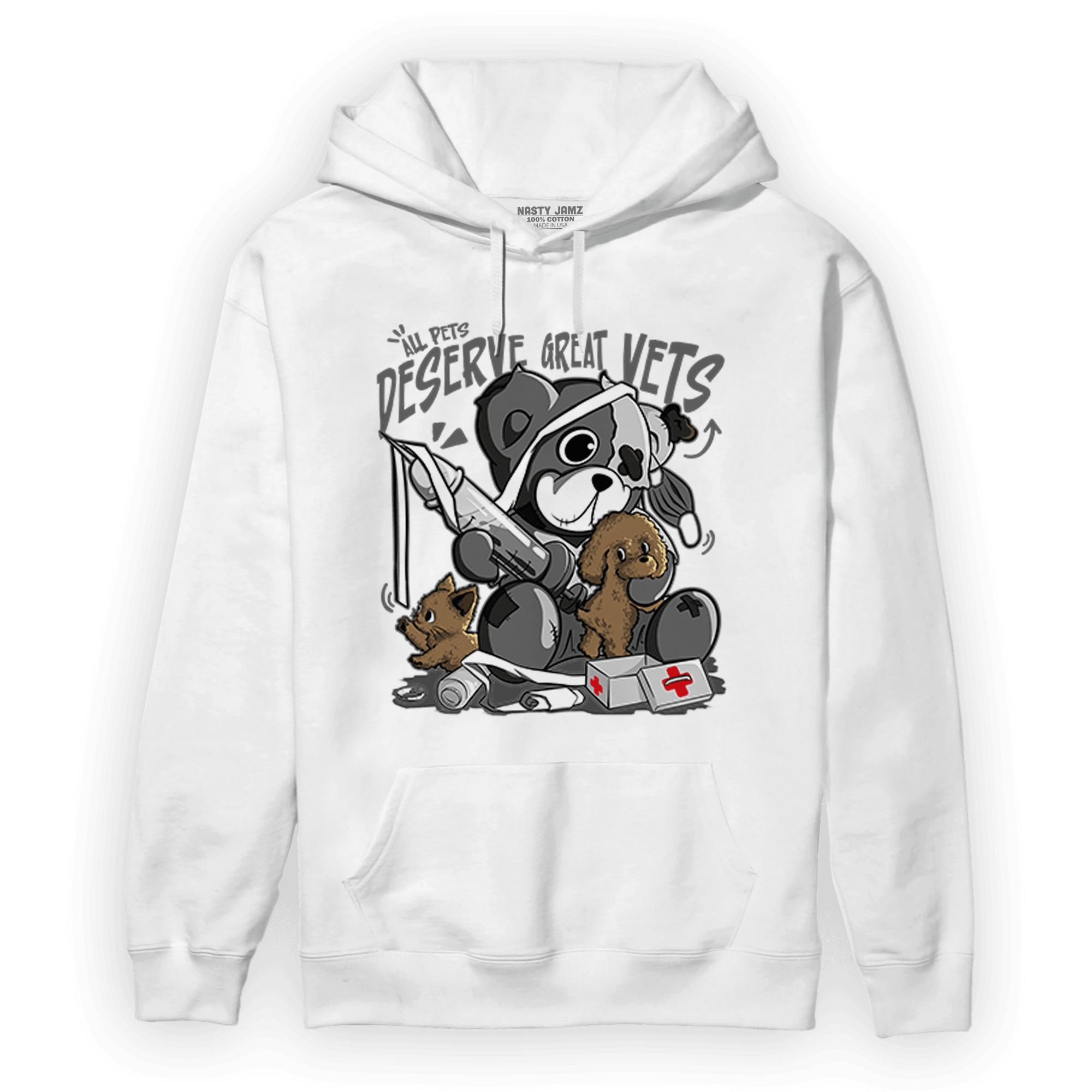 Retro High OG Black White 1s Hoodie Match Veterinary BER - NastyJamz