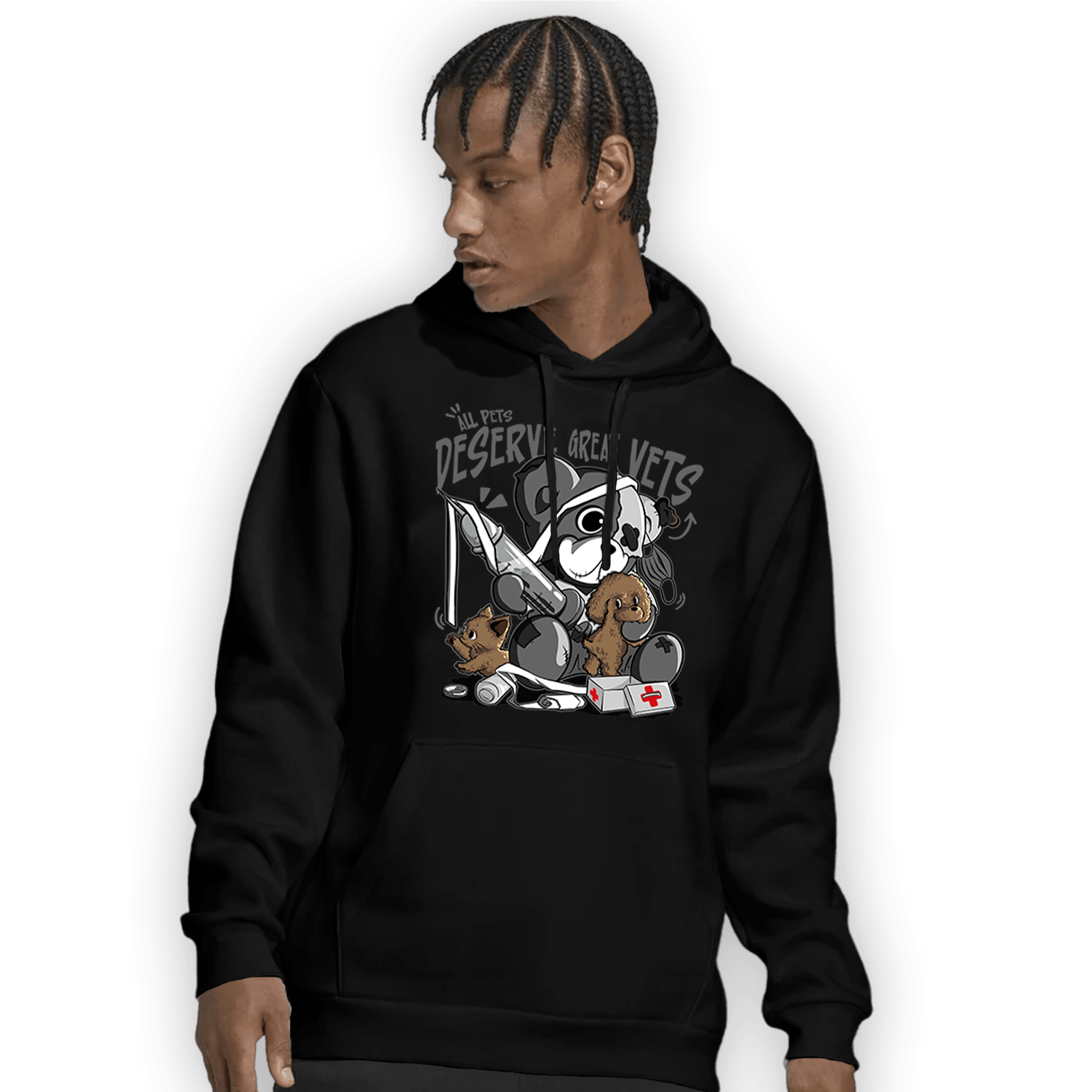 Retro High OG Black White 1s Hoodie Match Veterinary BER - NastyJamz
