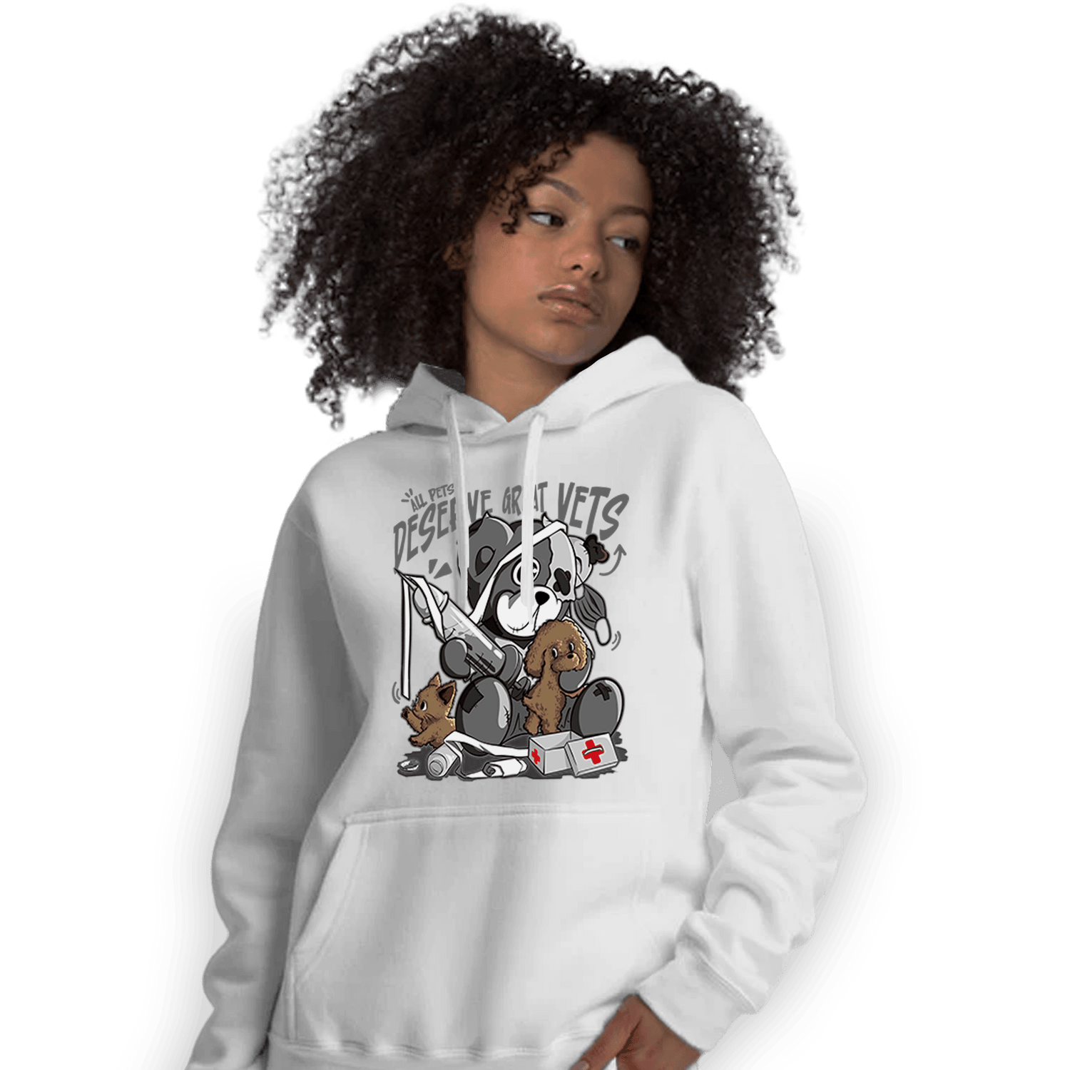 Retro High OG Black White 1s Hoodie Match Veterinary BER - NastyJamz