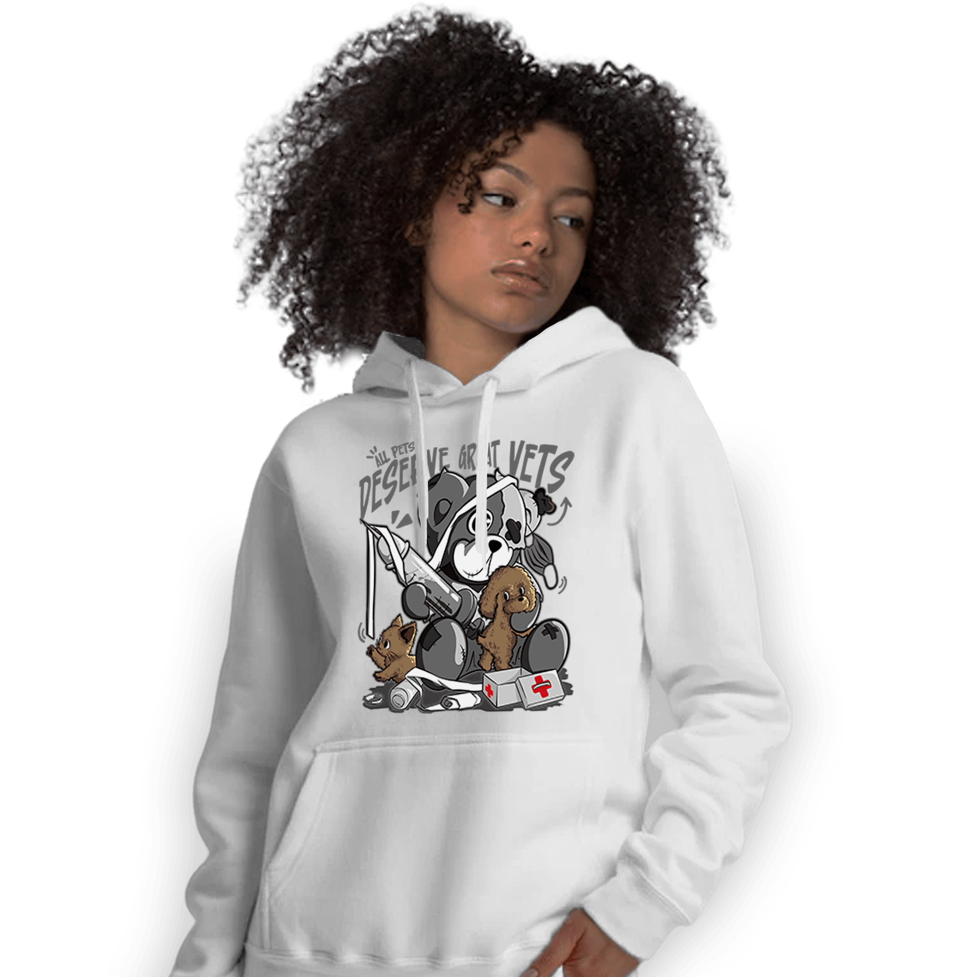 Retro High OG Black White 1s Hoodie Match Veterinary BER - NastyJamz