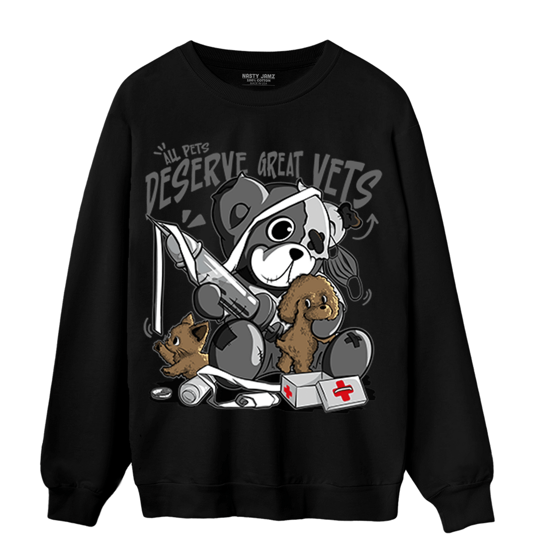 Retro High OG Black White 1s Sweatshirt Match Veterinary BER - NastyJamz