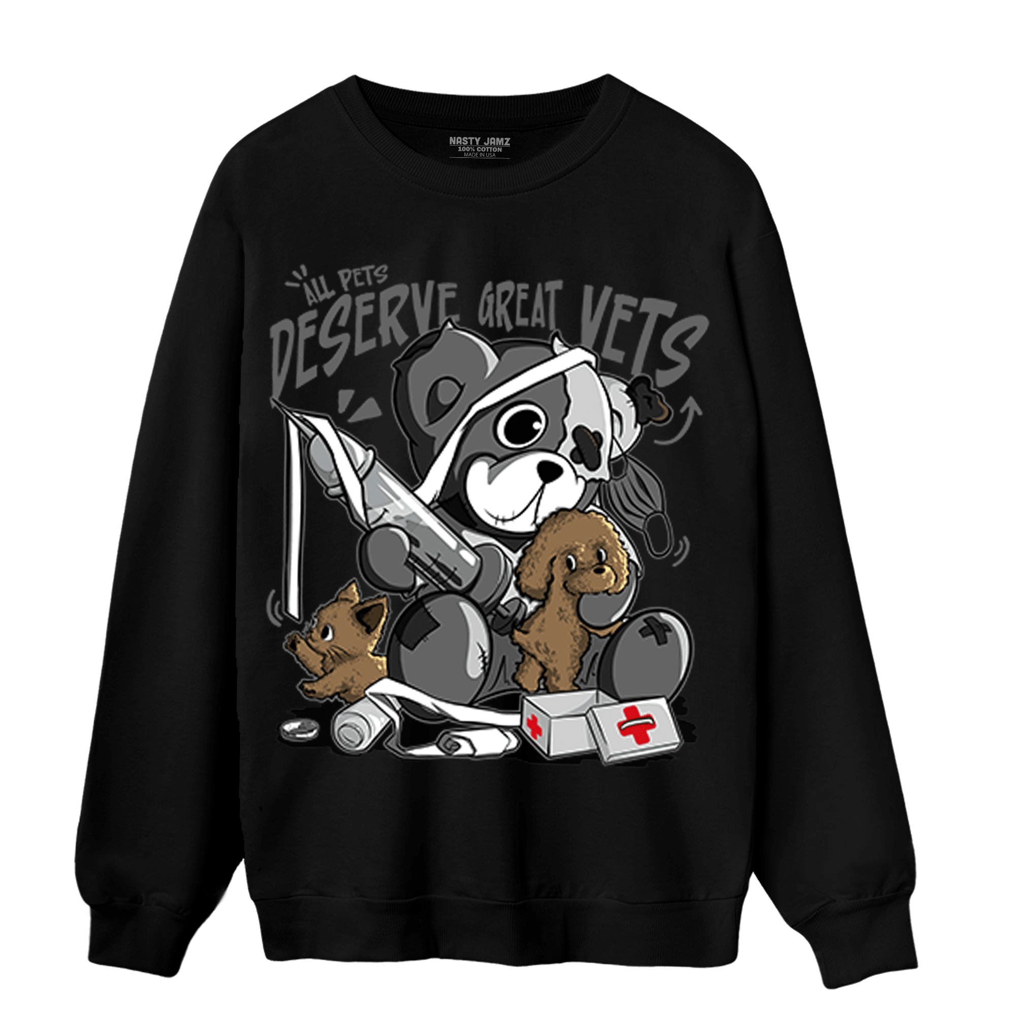Retro High OG Black White 1s Sweatshirt Match Veterinary BER - NastyJamz