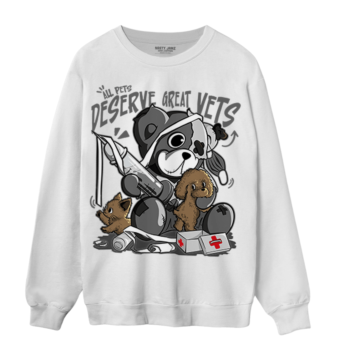 Retro High OG Black White 1s Sweatshirt Match Veterinary BER - NastyJamz