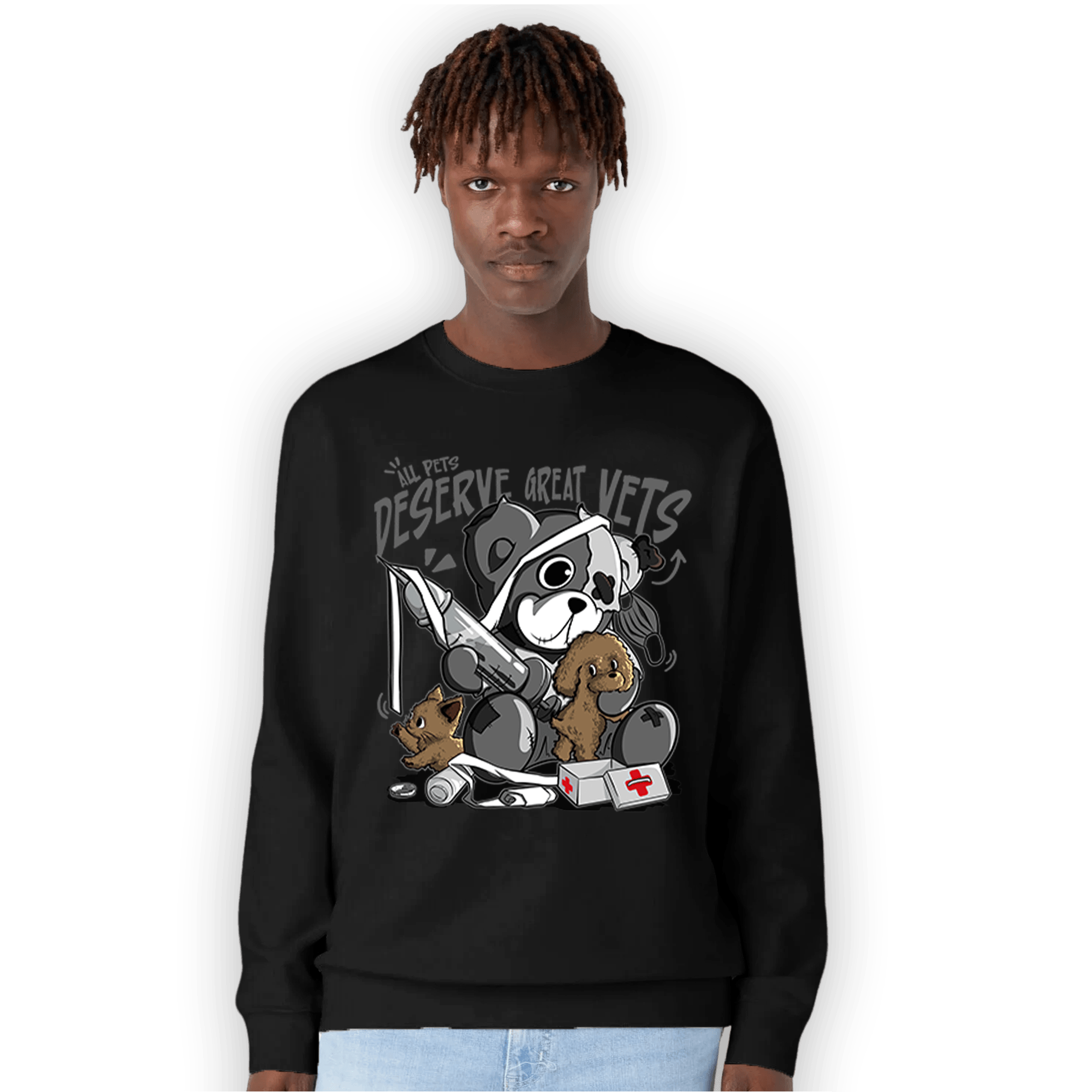 Retro High OG Black White 1s Sweatshirt Match Veterinary BER - NastyJamz