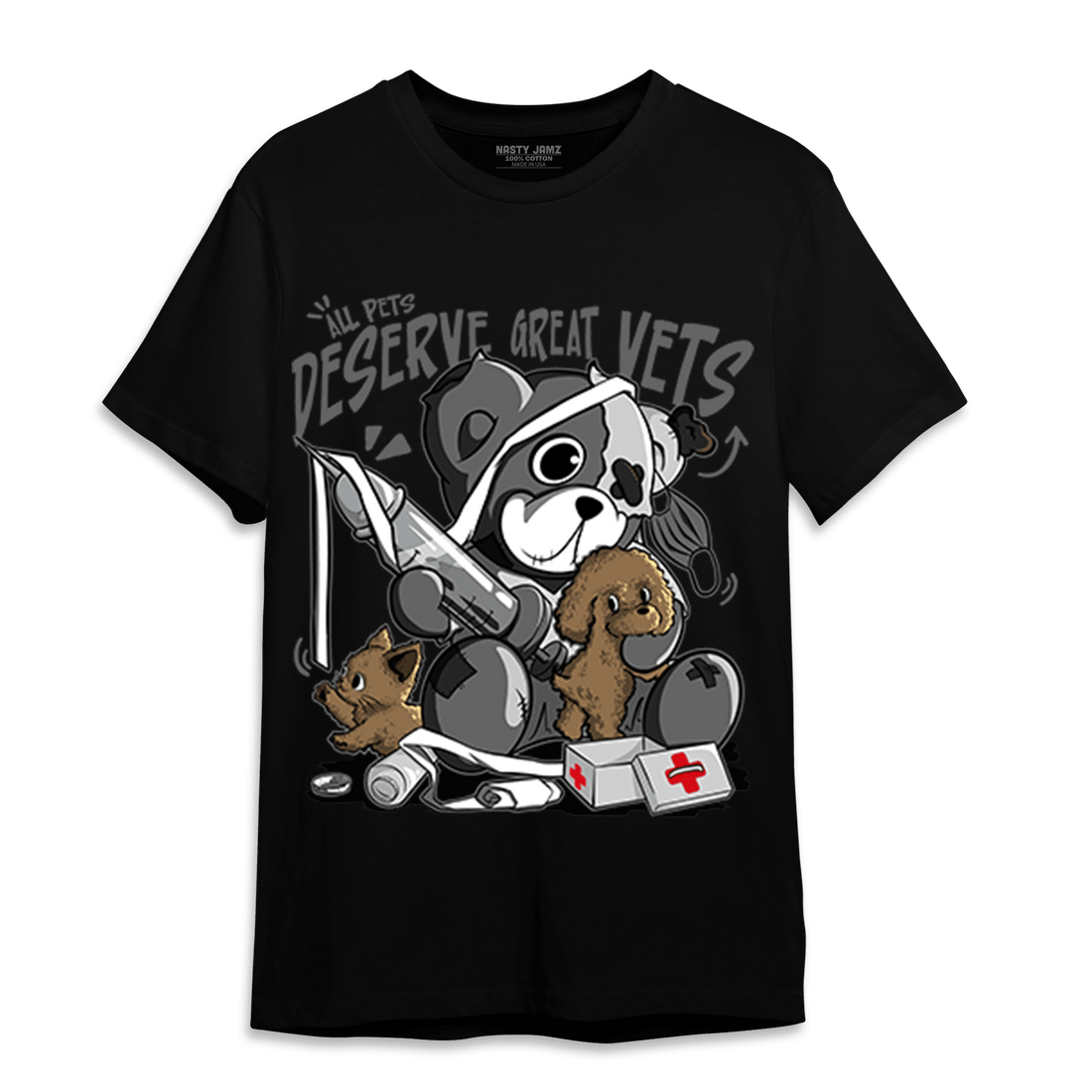 Retro High OG Black White 1s T Shirt Match Veterinary BER - NastyJamz