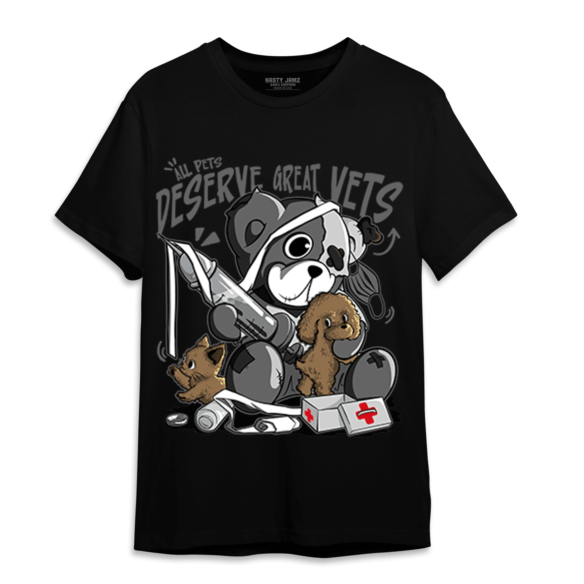 Retro High OG Black White 1s T Shirt Match Veterinary BER - NastyJamz