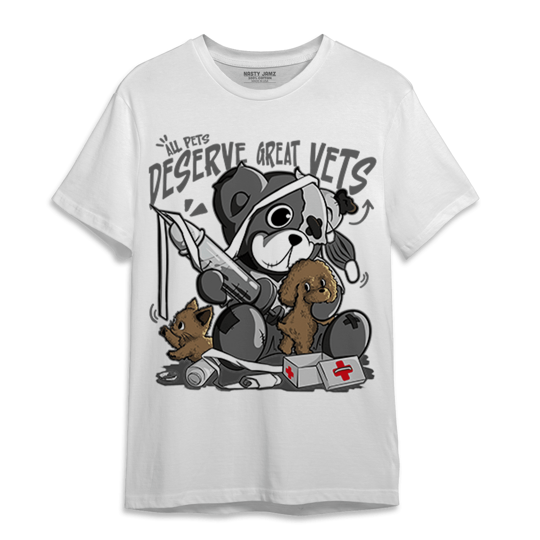 Retro High OG Black White 1s T Shirt Match Veterinary BER - NastyJamz