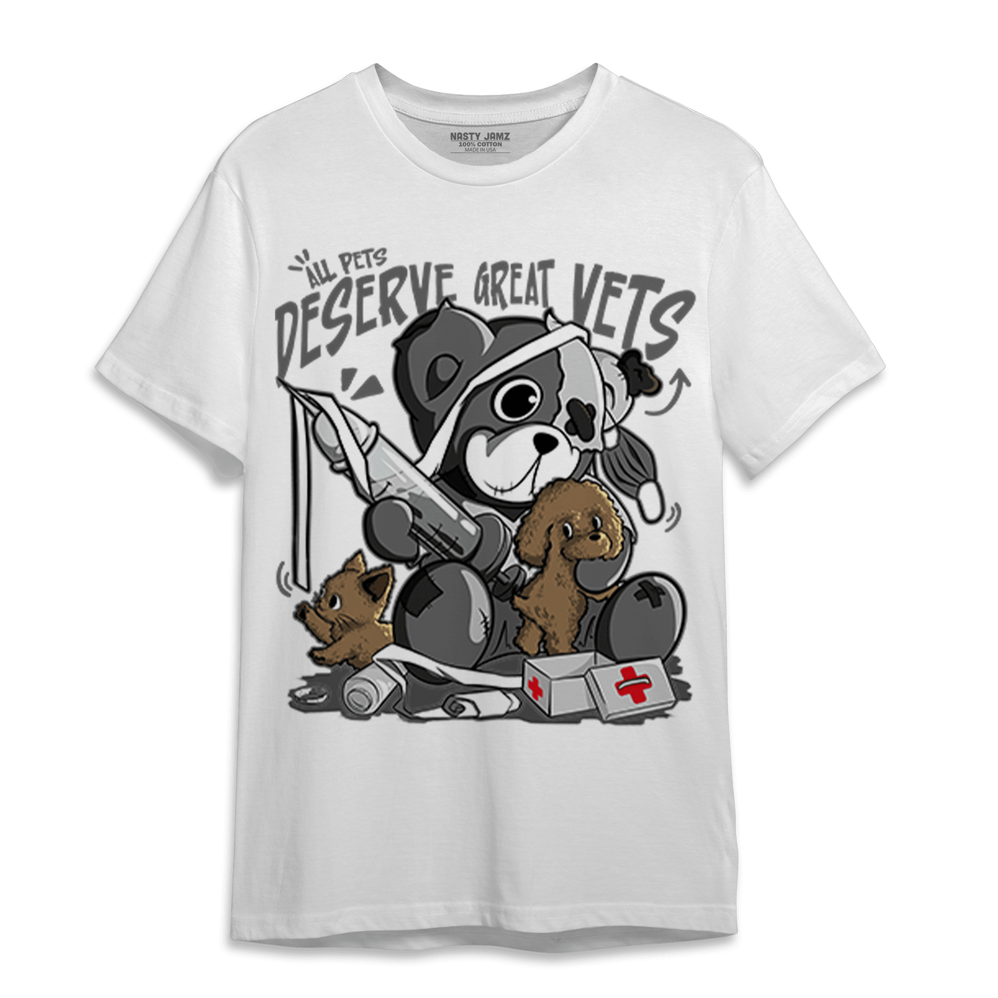 Retro High OG Black White 1s T Shirt Match Veterinary BER - NastyJamz