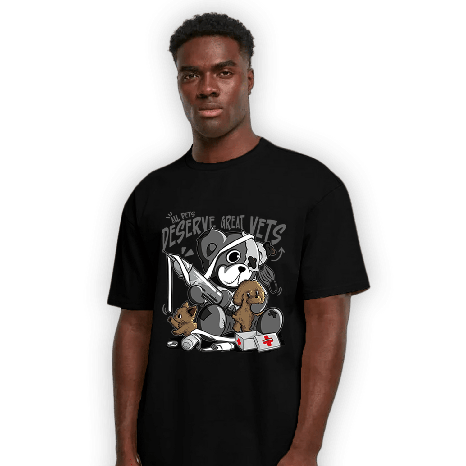 Retro High OG Black White 1s T Shirt Match Veterinary BER - NastyJamz