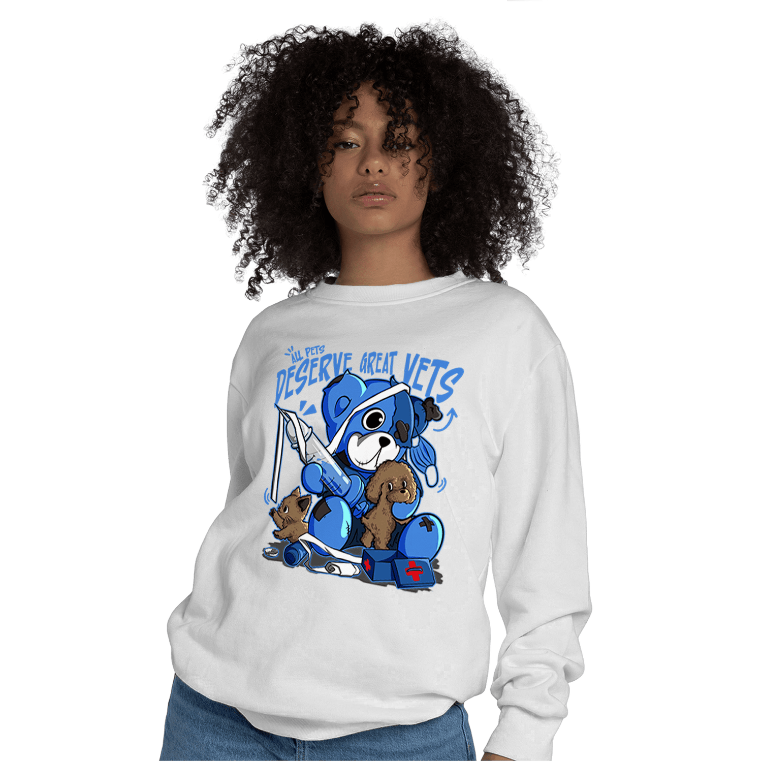 University Blue Toe 1s Sweatshirt Match Veterinary BER - NastyJamz
