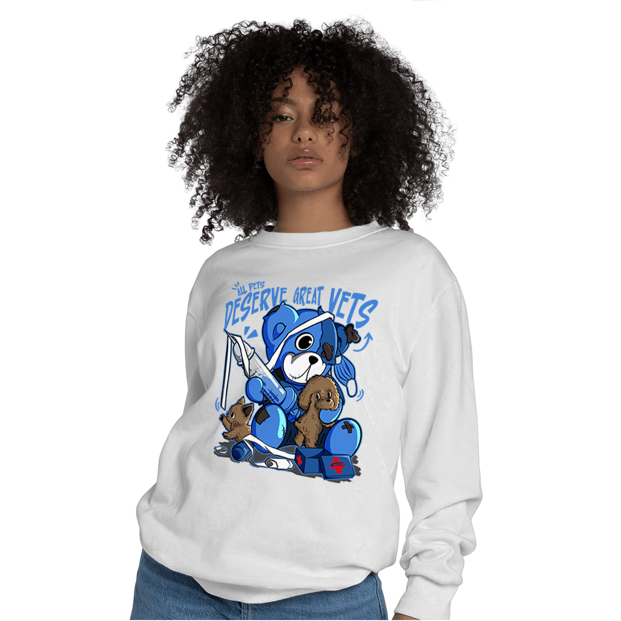 University Blue Toe 1s Sweatshirt Match Veterinary BER - NastyJamz