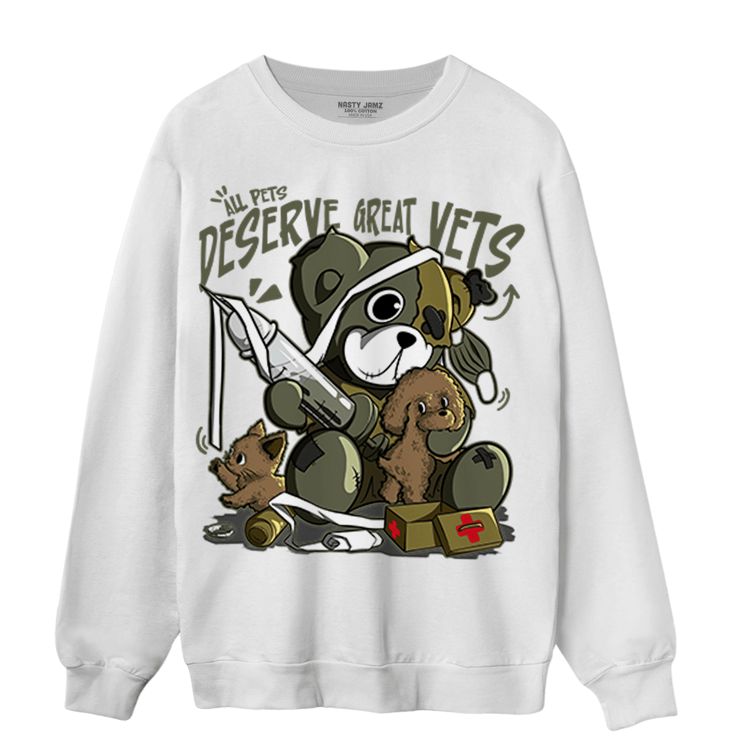 SE Craft Medium Olive 4s Sweatshirt Match Veterinary BER - NastyJamz