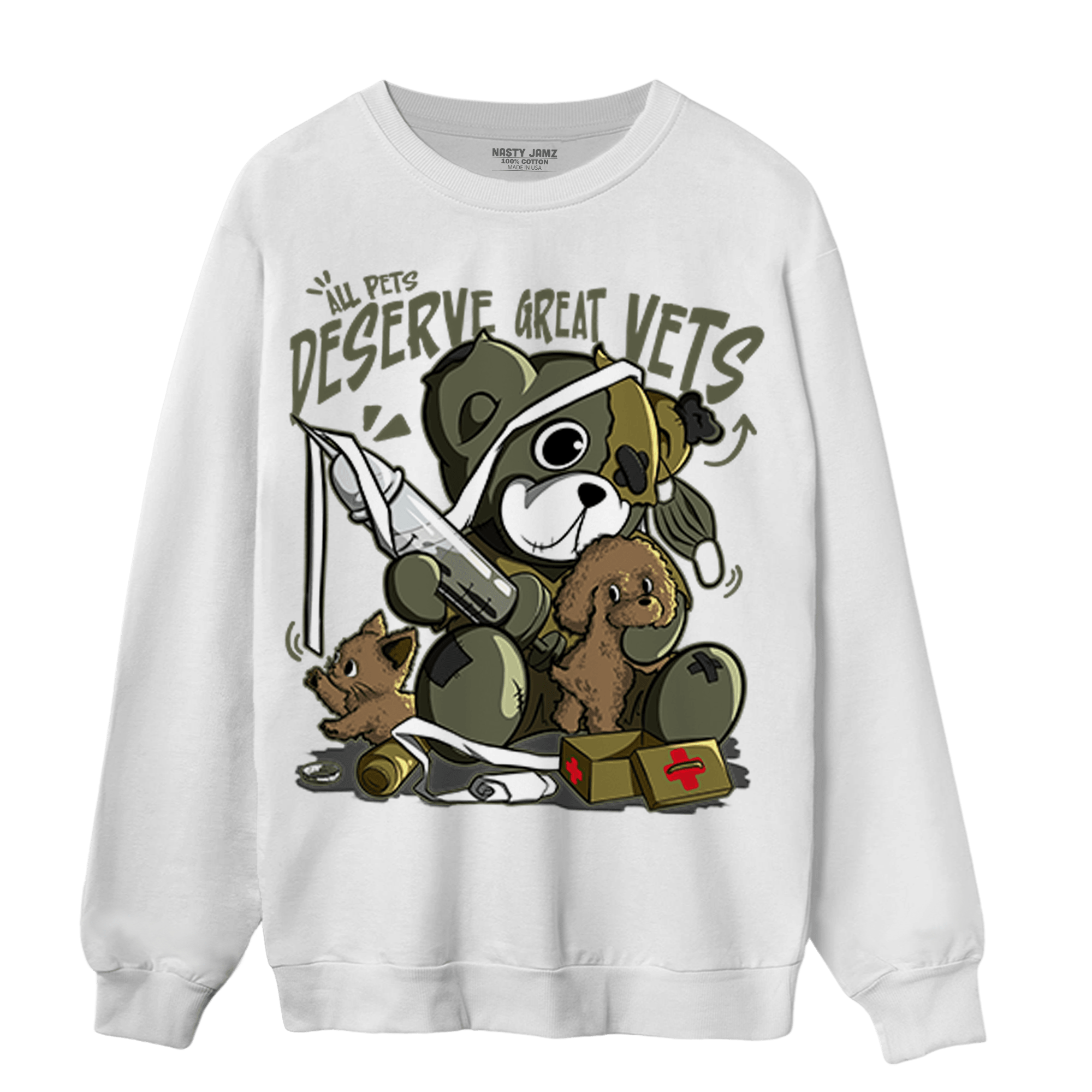 SE Craft Medium Olive 4s Sweatshirt Match Veterinary BER - NastyJamz